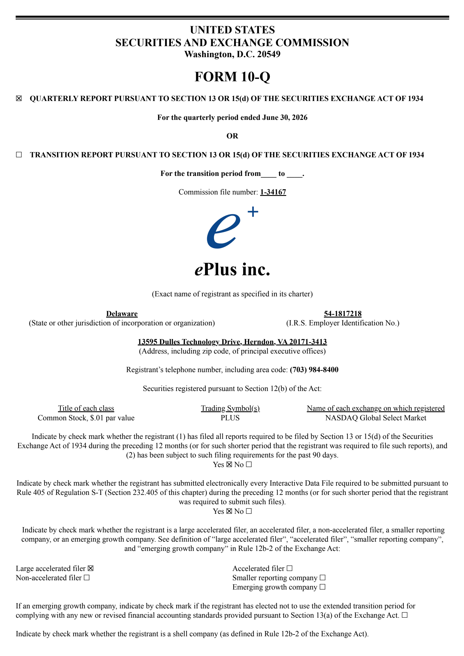 ePlus' Q1 2027 Quarterly report