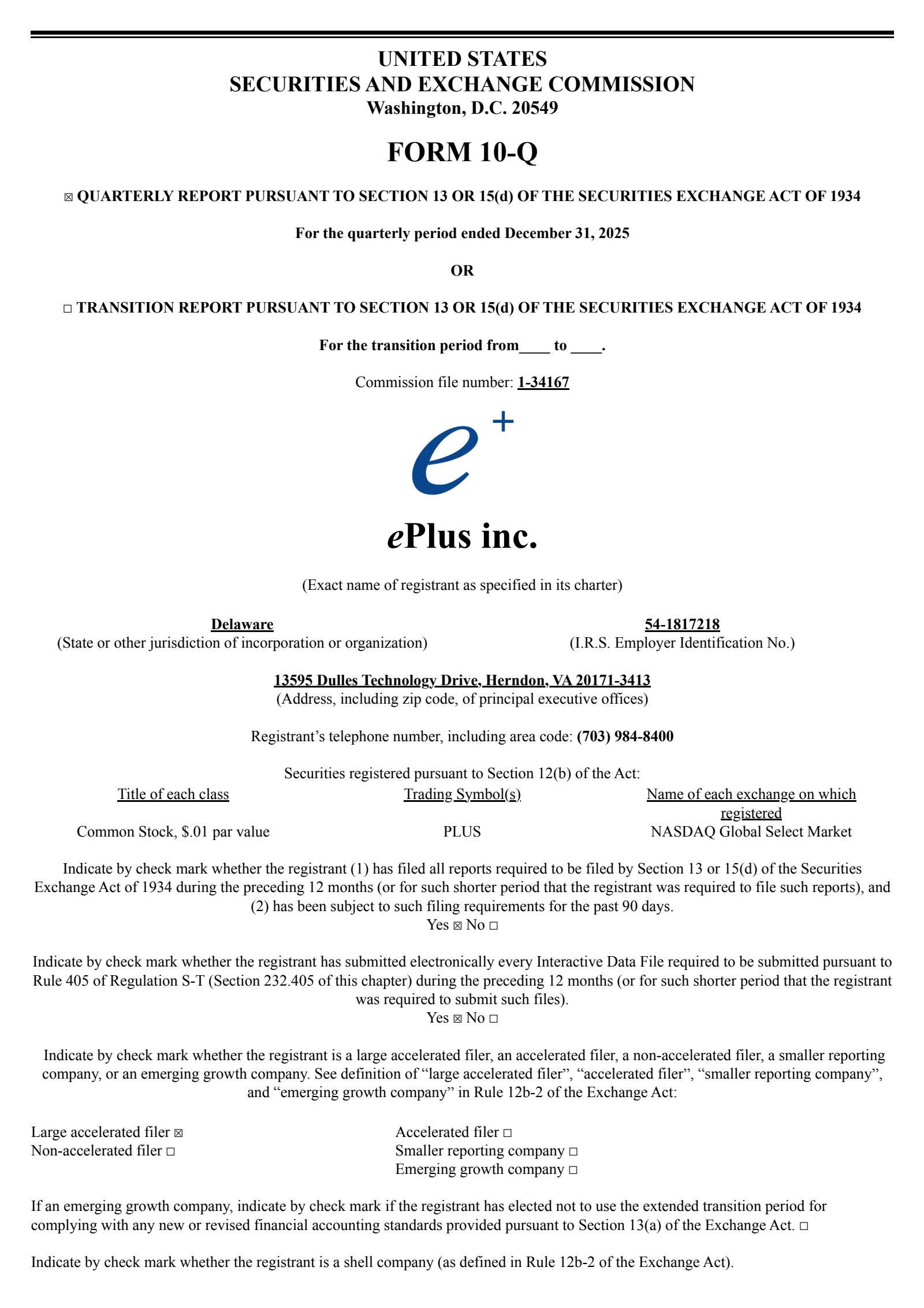 ePlus' Q3 2026 Quarterly report