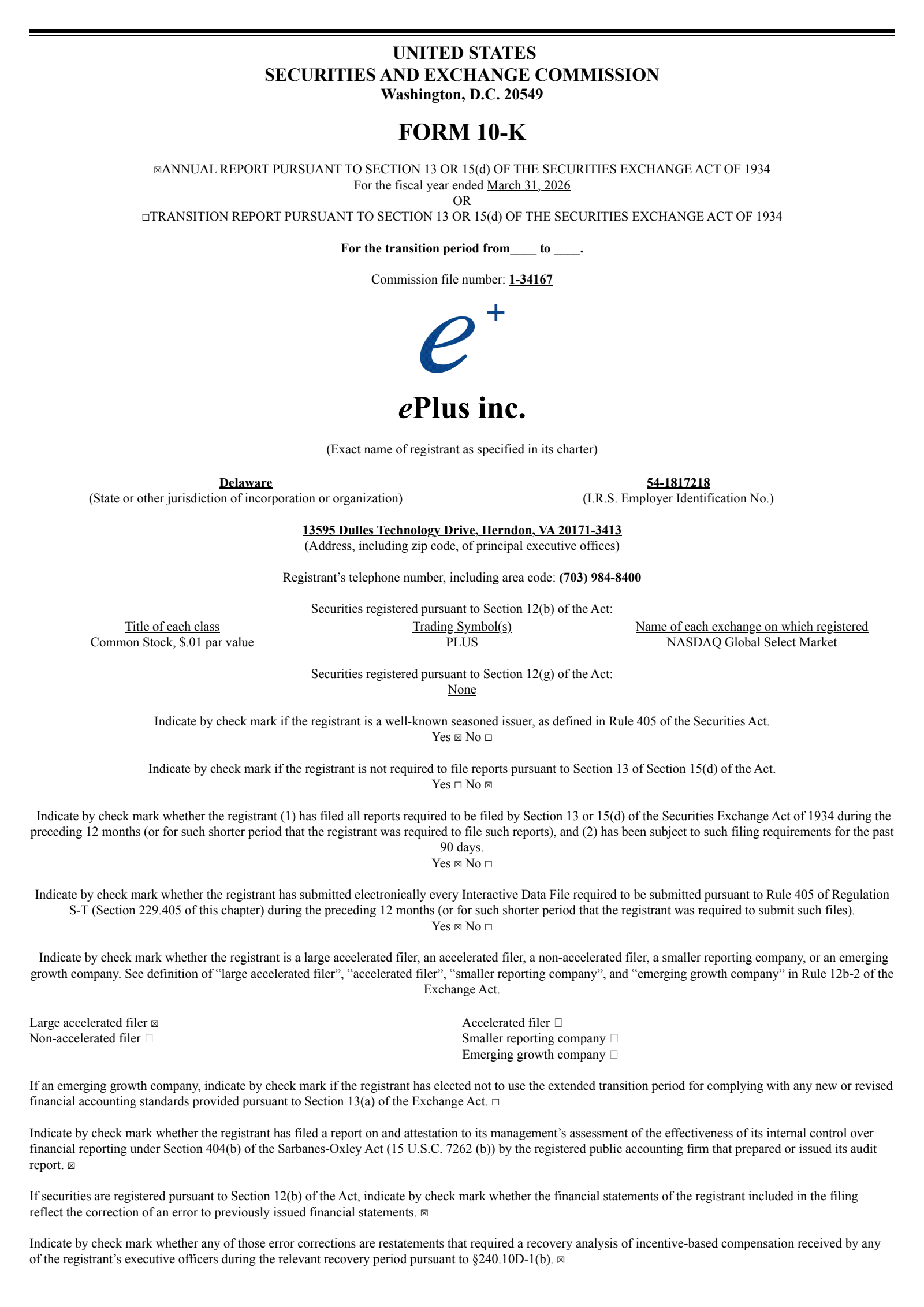 ePlus' Q4 2026 Annual report