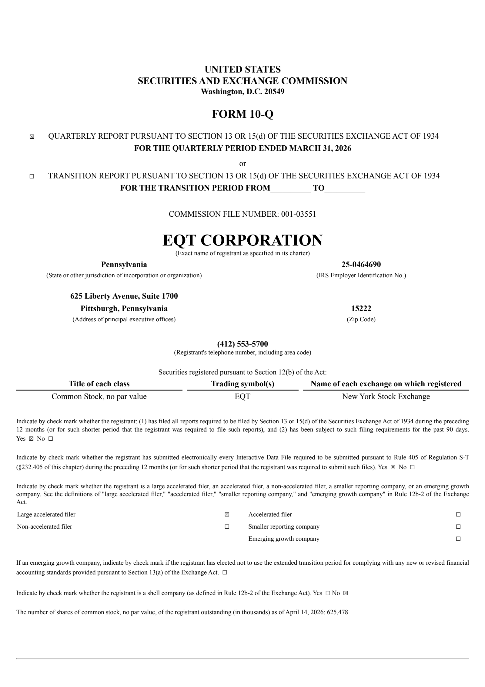 EQT's Q1 2026 Quarterly report