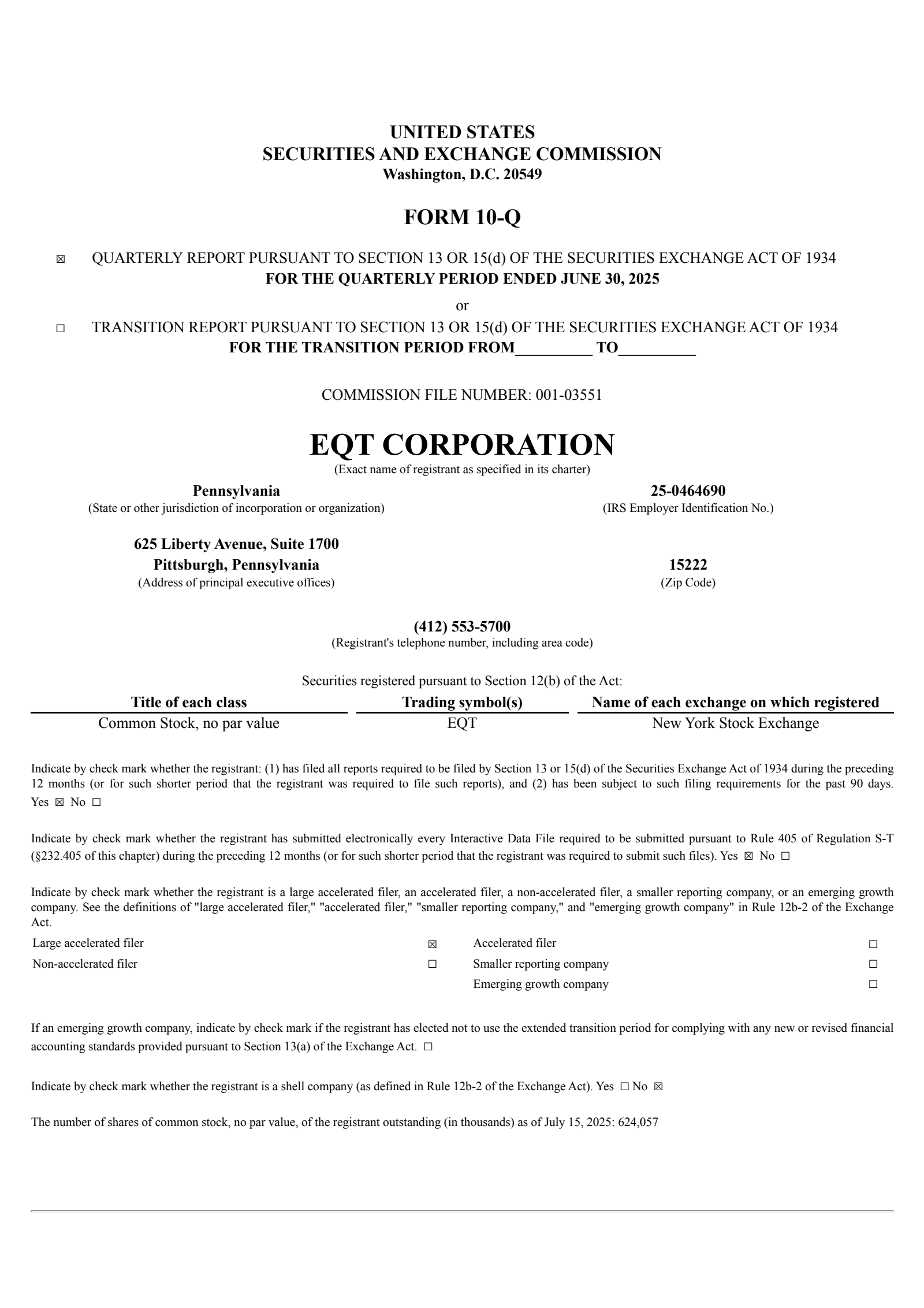 EQT's Q2 2025 Quarterly report