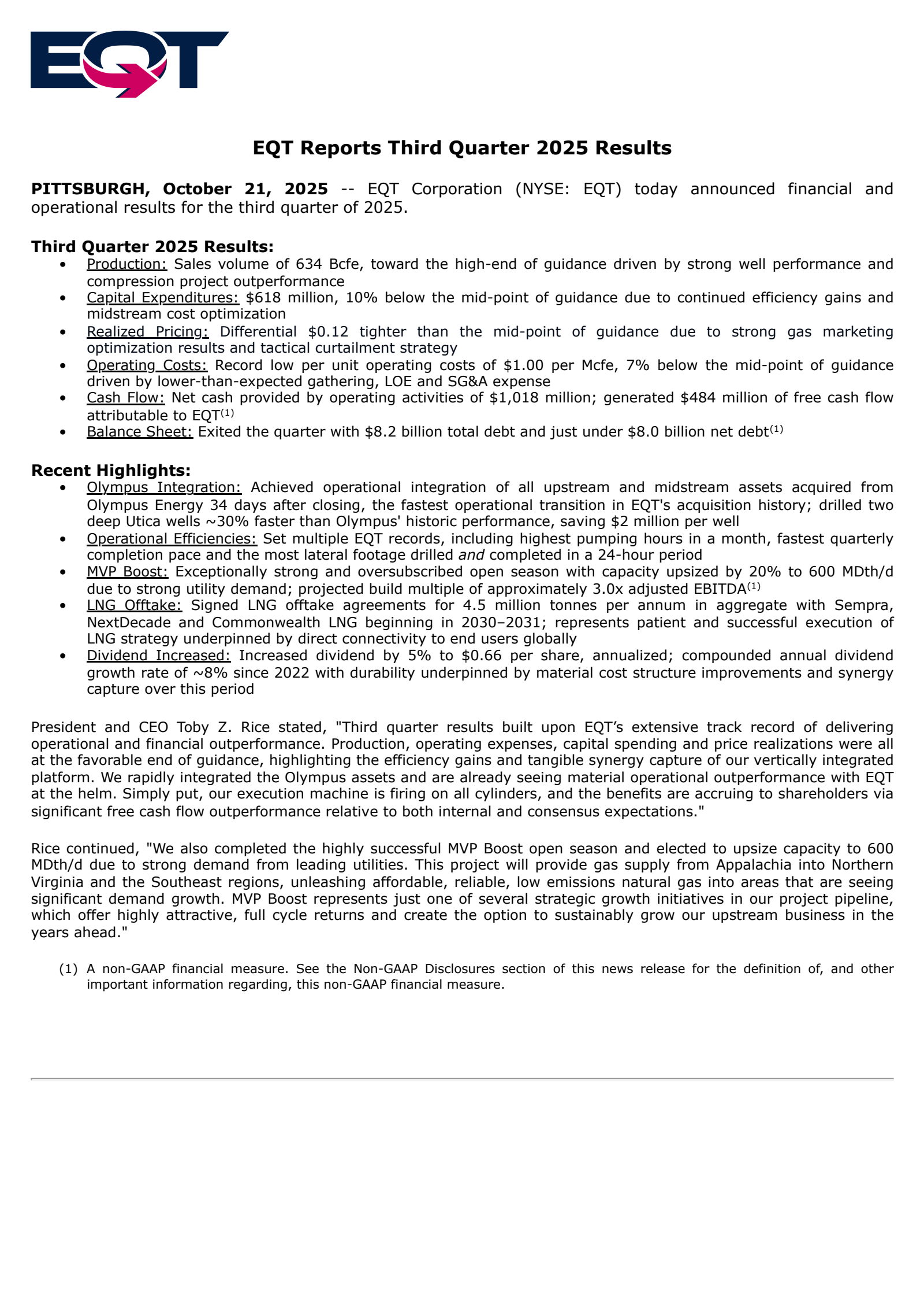 EQT's Q3 2025 Earnings Release