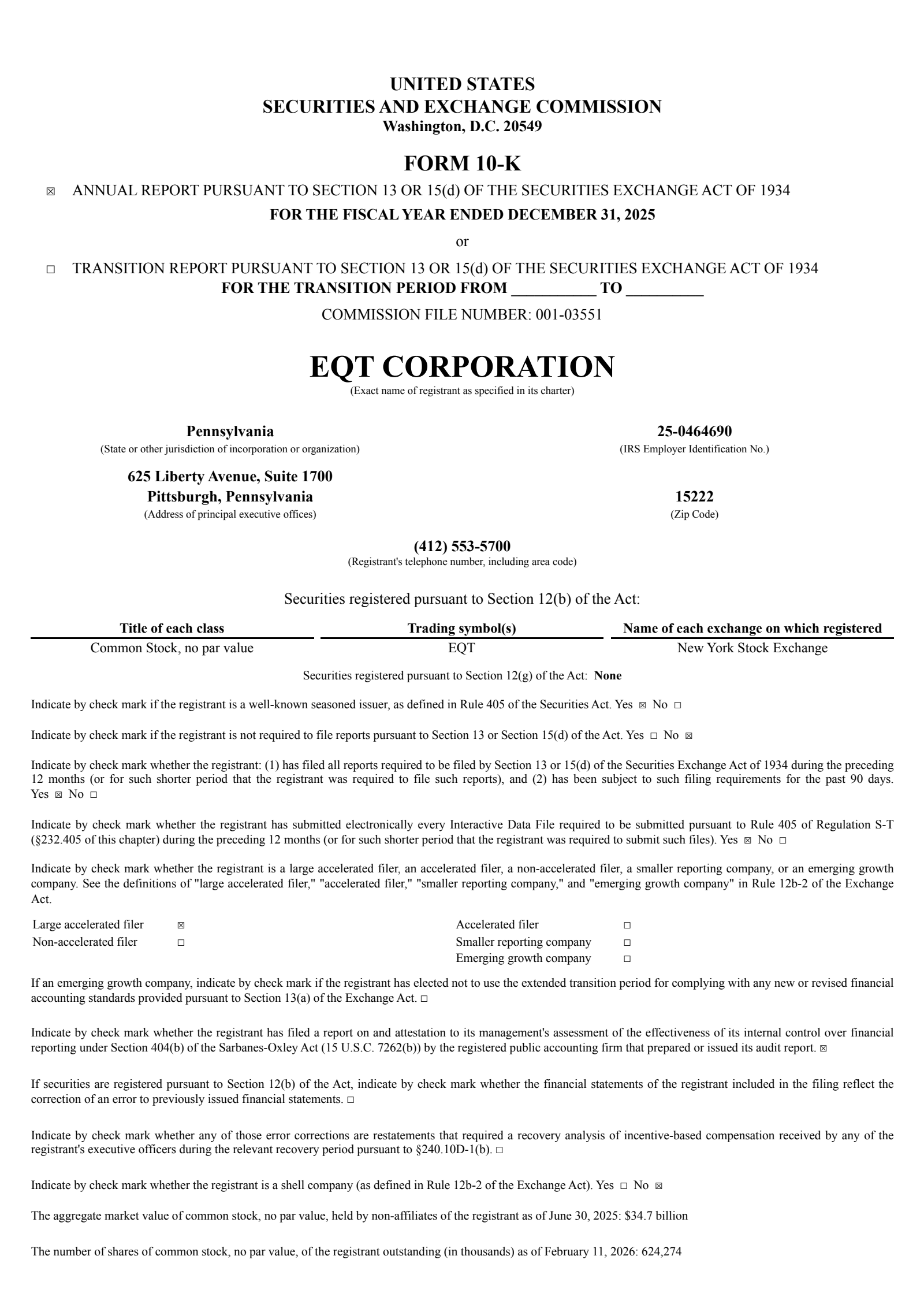 EQT's Q4 2025 Annual report