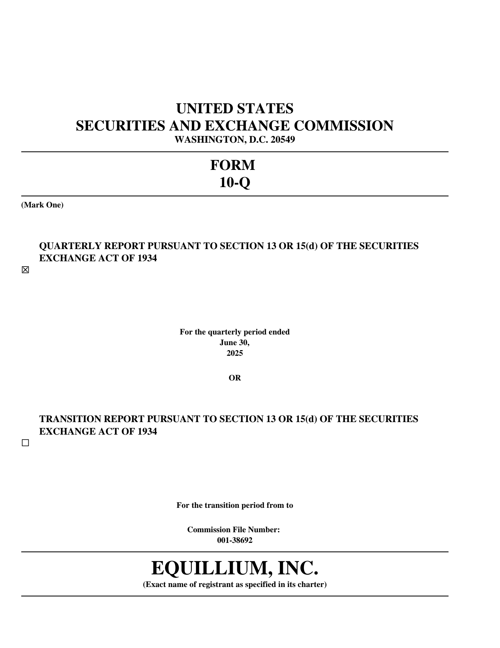 Equillium's Q2 2025 Quarterly report