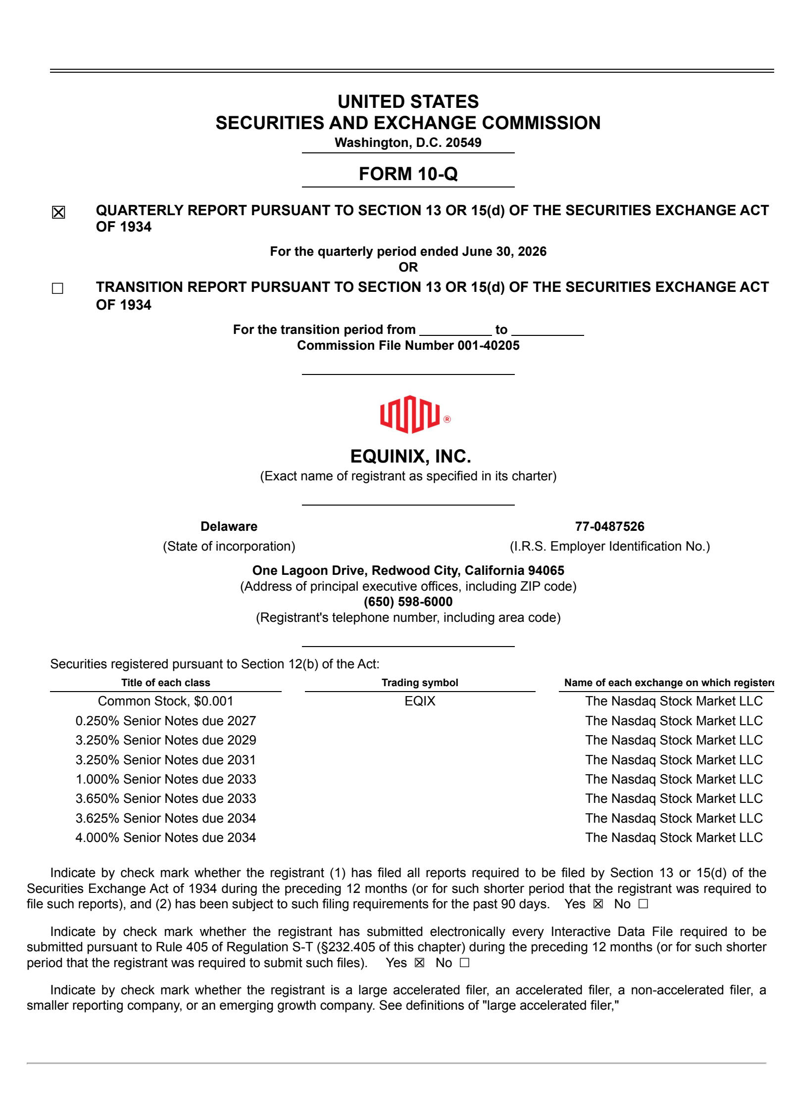 Equinix's Q2 2026 Quarterly report