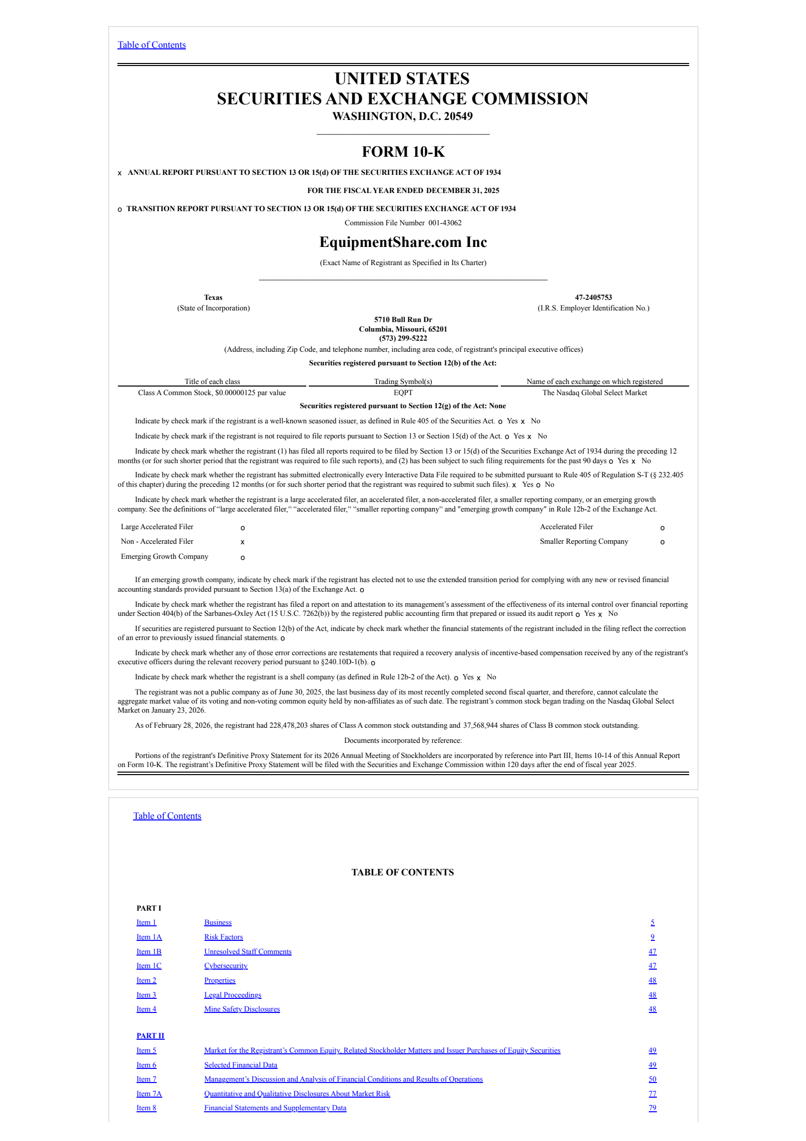 EquipmentShare.com's Q4 2025 Annual report