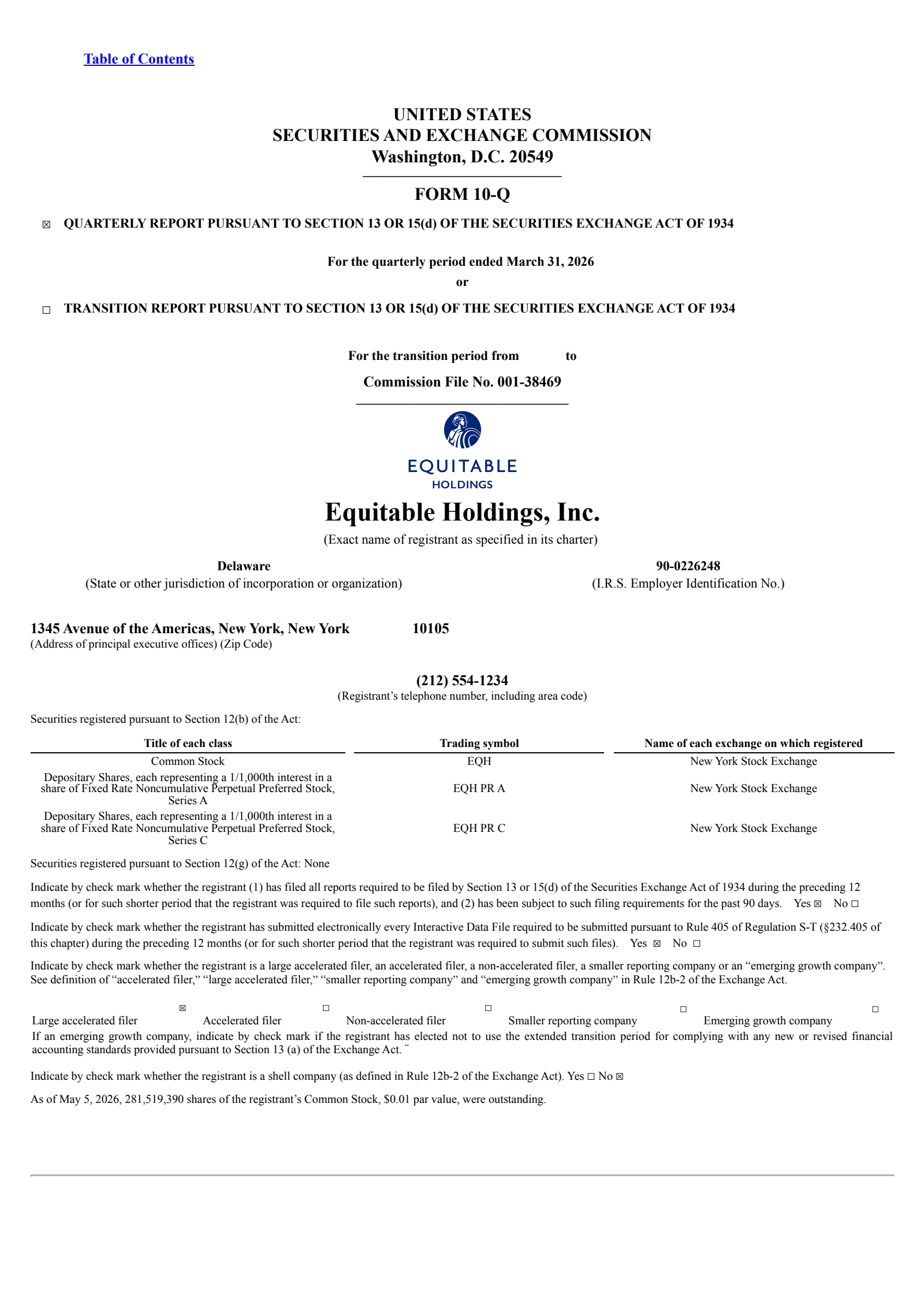 Equitable's Q1 2026 Quarterly report