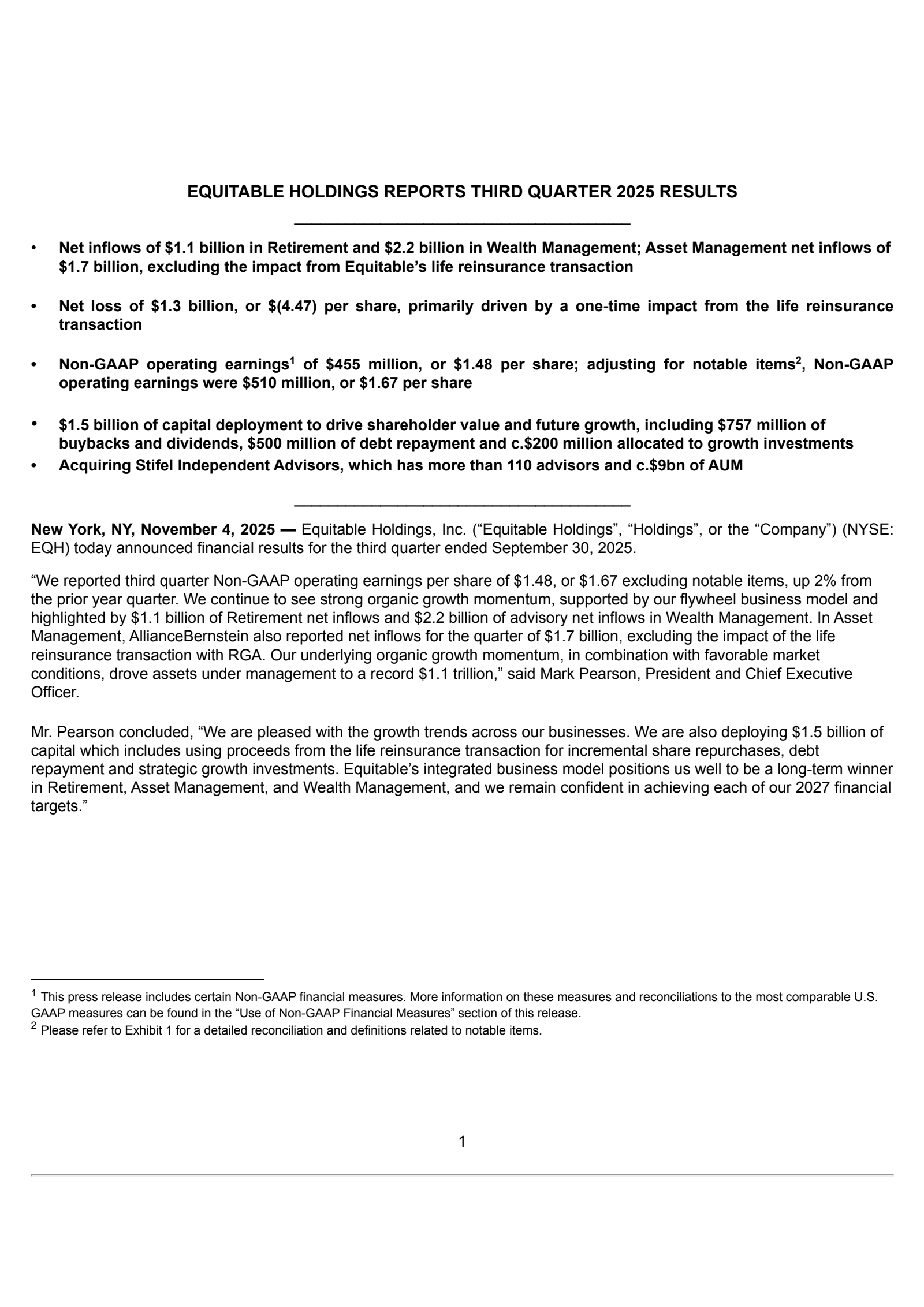 Equitable's Q3 2025 Earnings Release