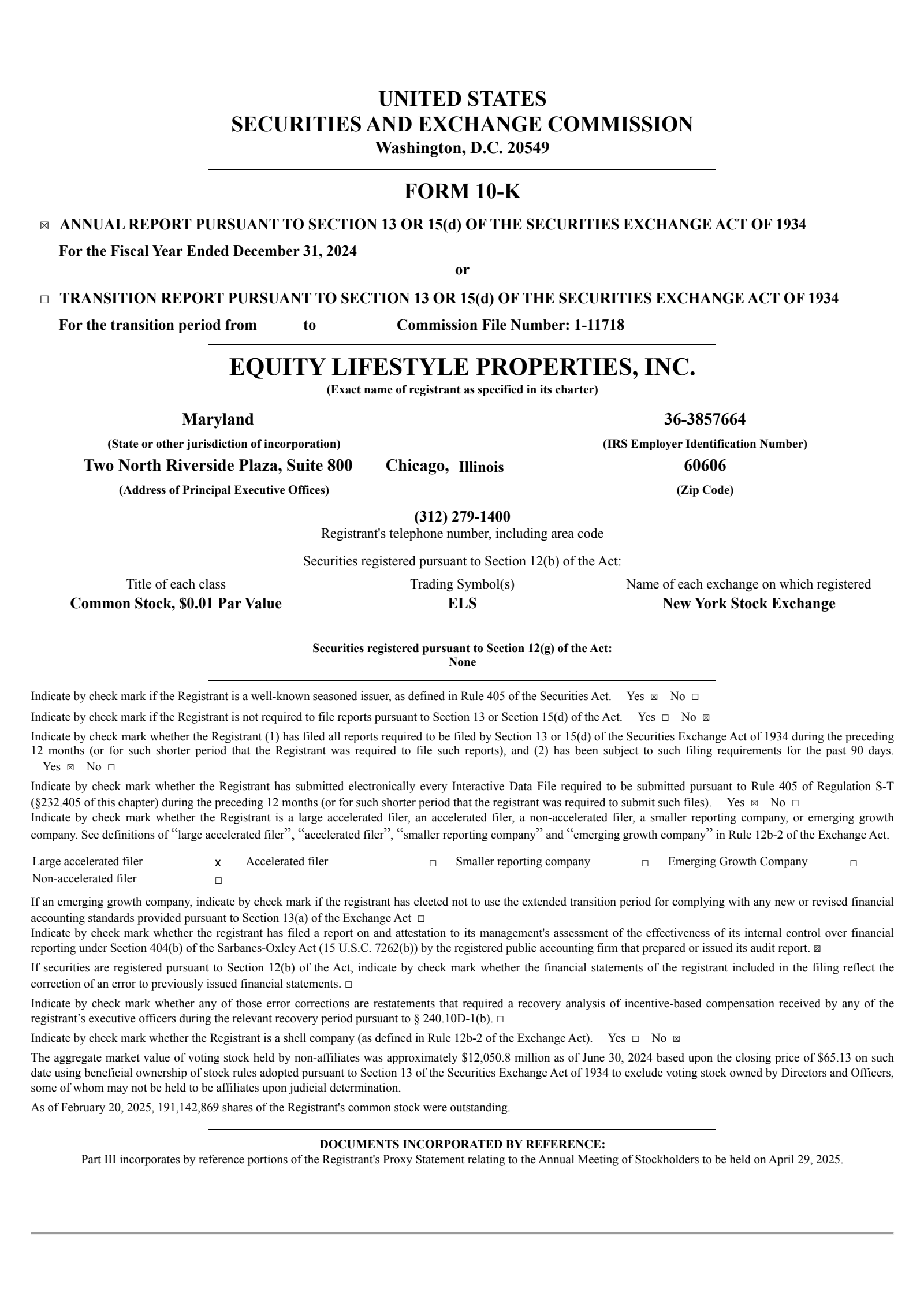 Equity LifeStyle Properties' Q4 2024 Annual report