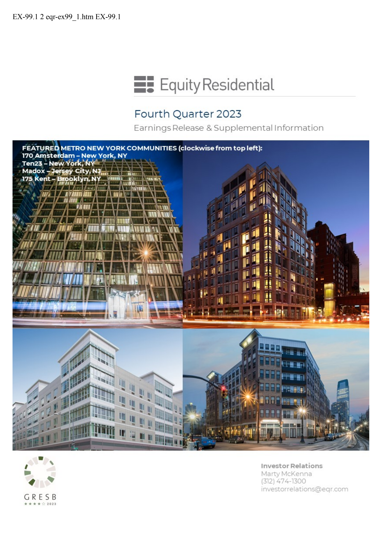 Equity Residential's Q4 2023 Press Release