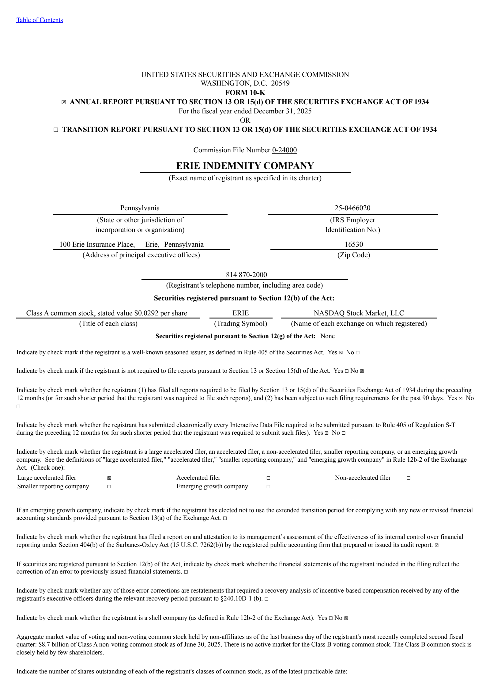 Erie Indemnity's Q4 2025 Annual report