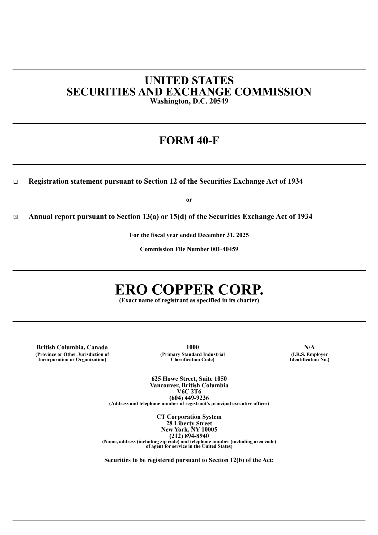 Ero Copper's Q4 2025 Annual report