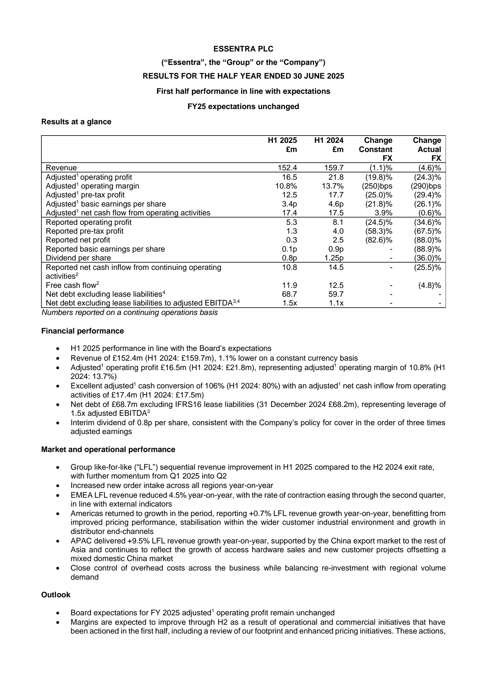 Essentra's H1 2025 Interim report