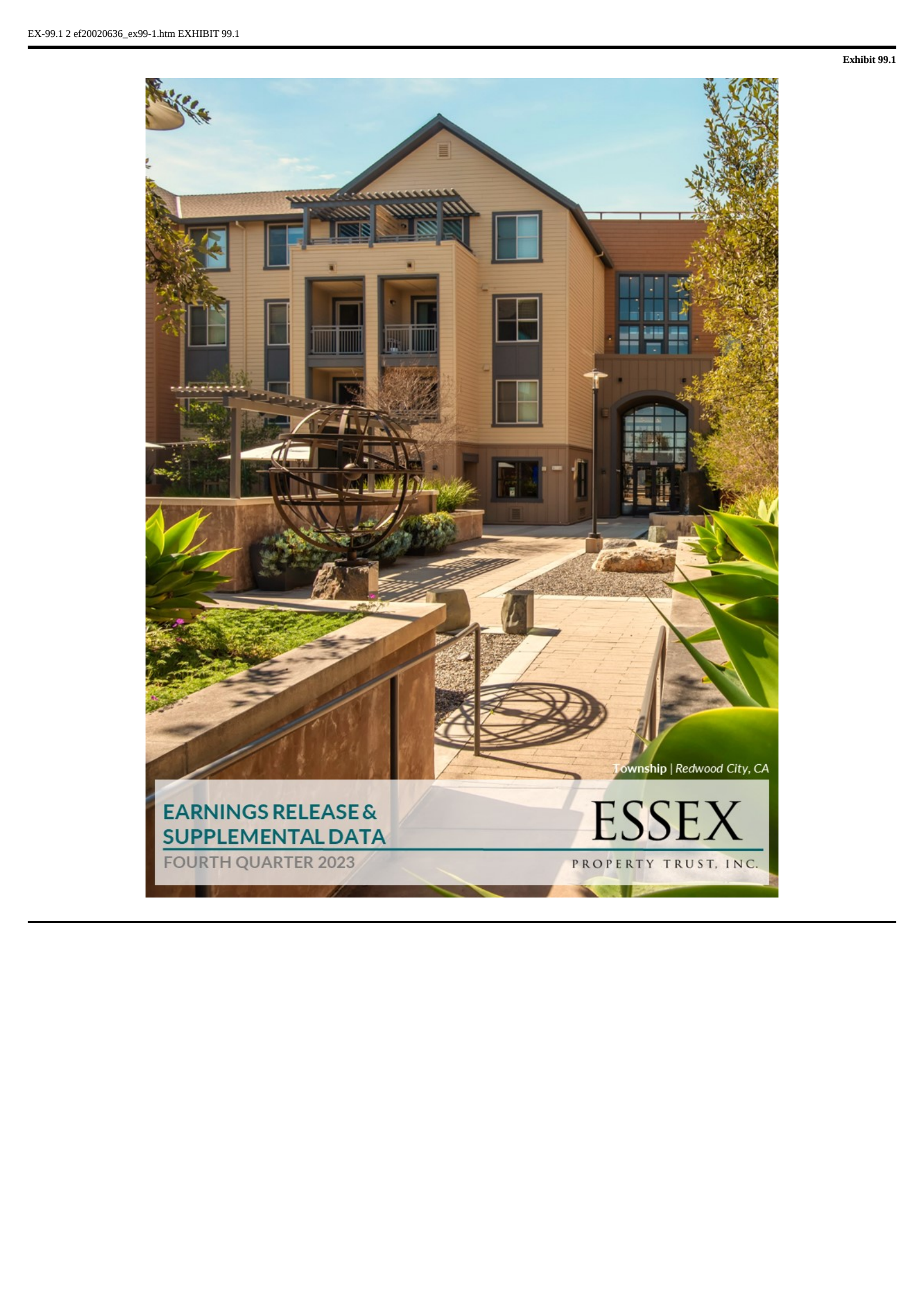 Essex Property Trust's Q4 2023 Press Release