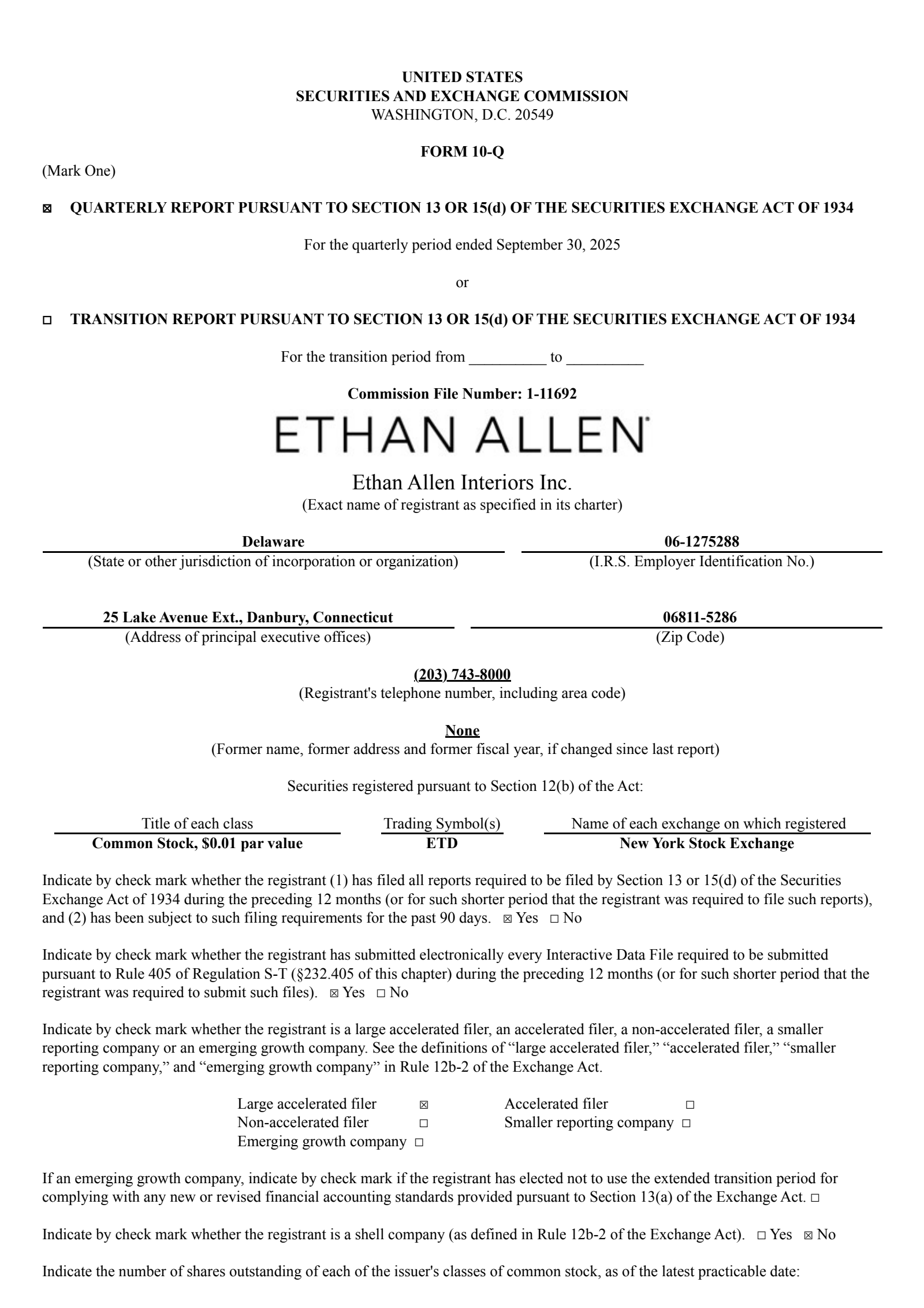 Ethan Allen Interiors' Q1 2026 Quarterly Report