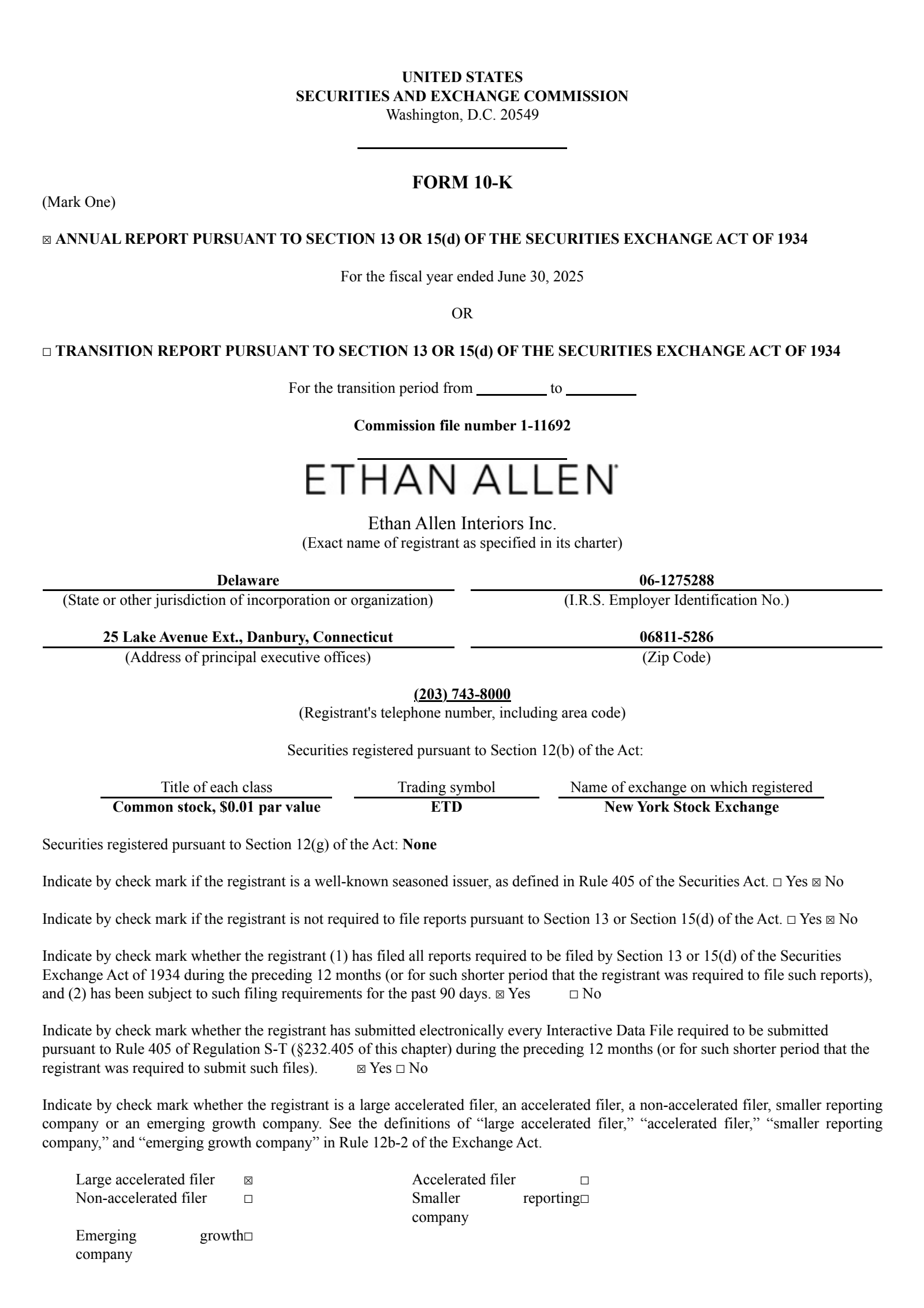 Ethan Allen Interiors' Q4 2025 Annual report