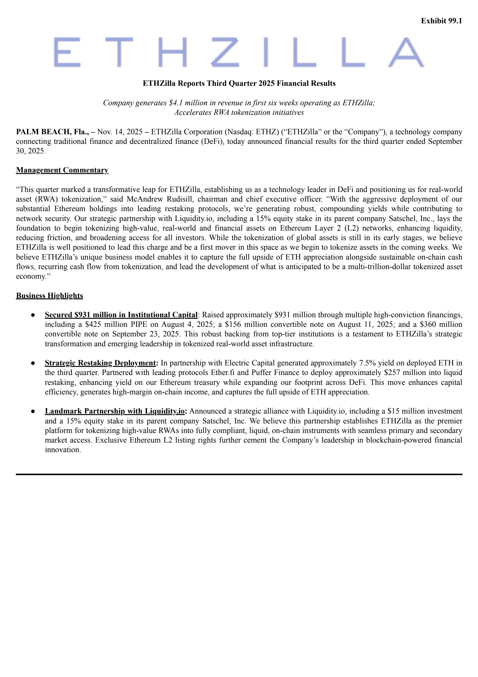 Flag Ship Acquisition's Q3 2025 Earnings Release