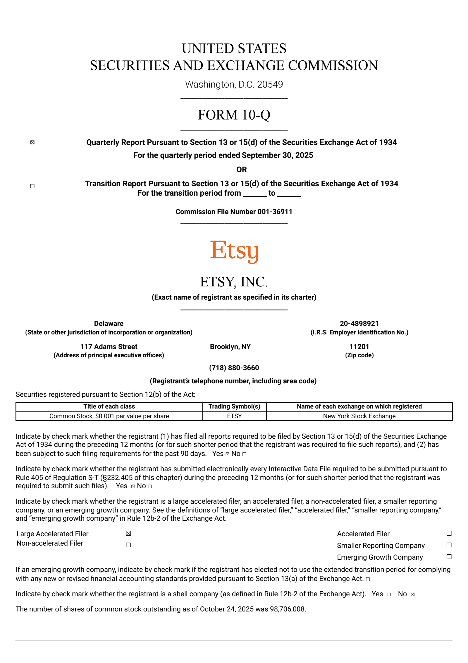 Etsy's Q3 2025 Quarterly Report