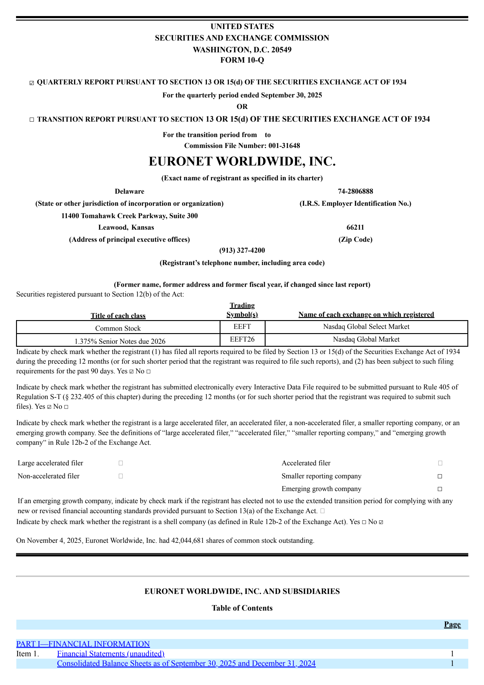 Euronet Worldwide's Q3 2025 Quarterly Report
