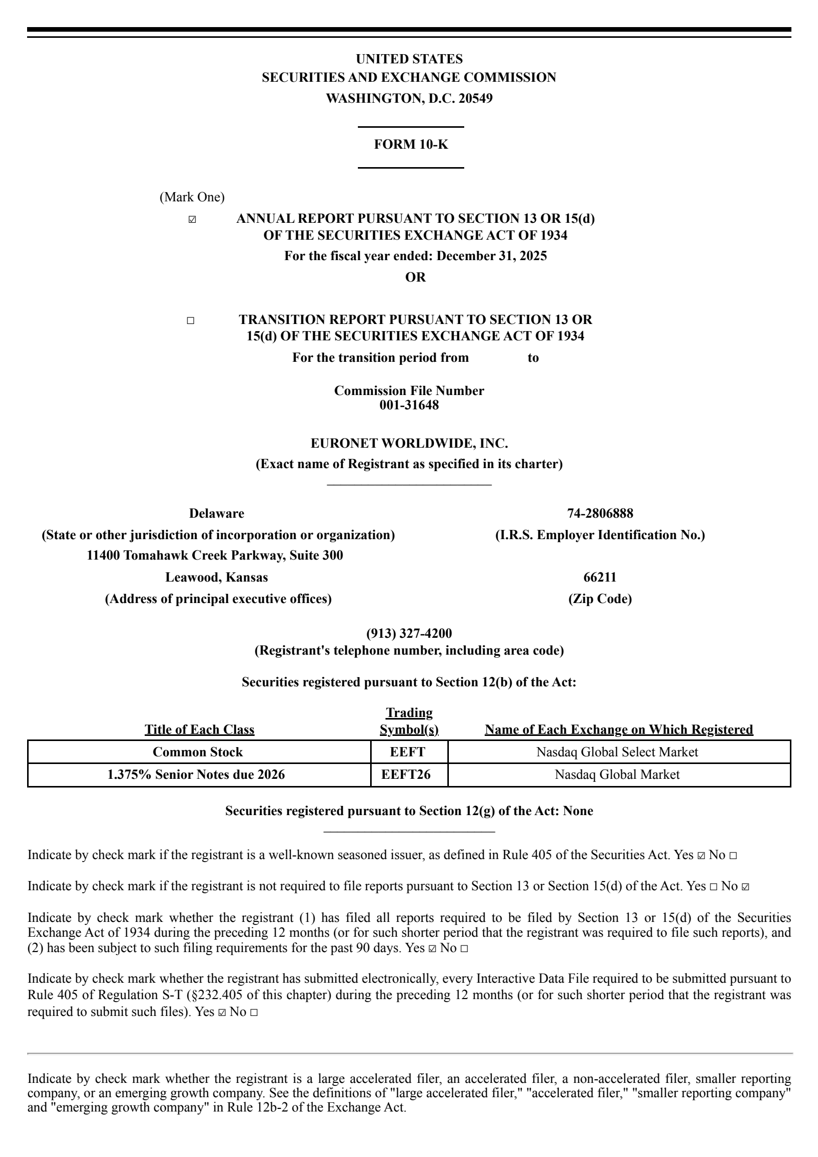 Euronet Worldwide's Q4 2025 Annual report