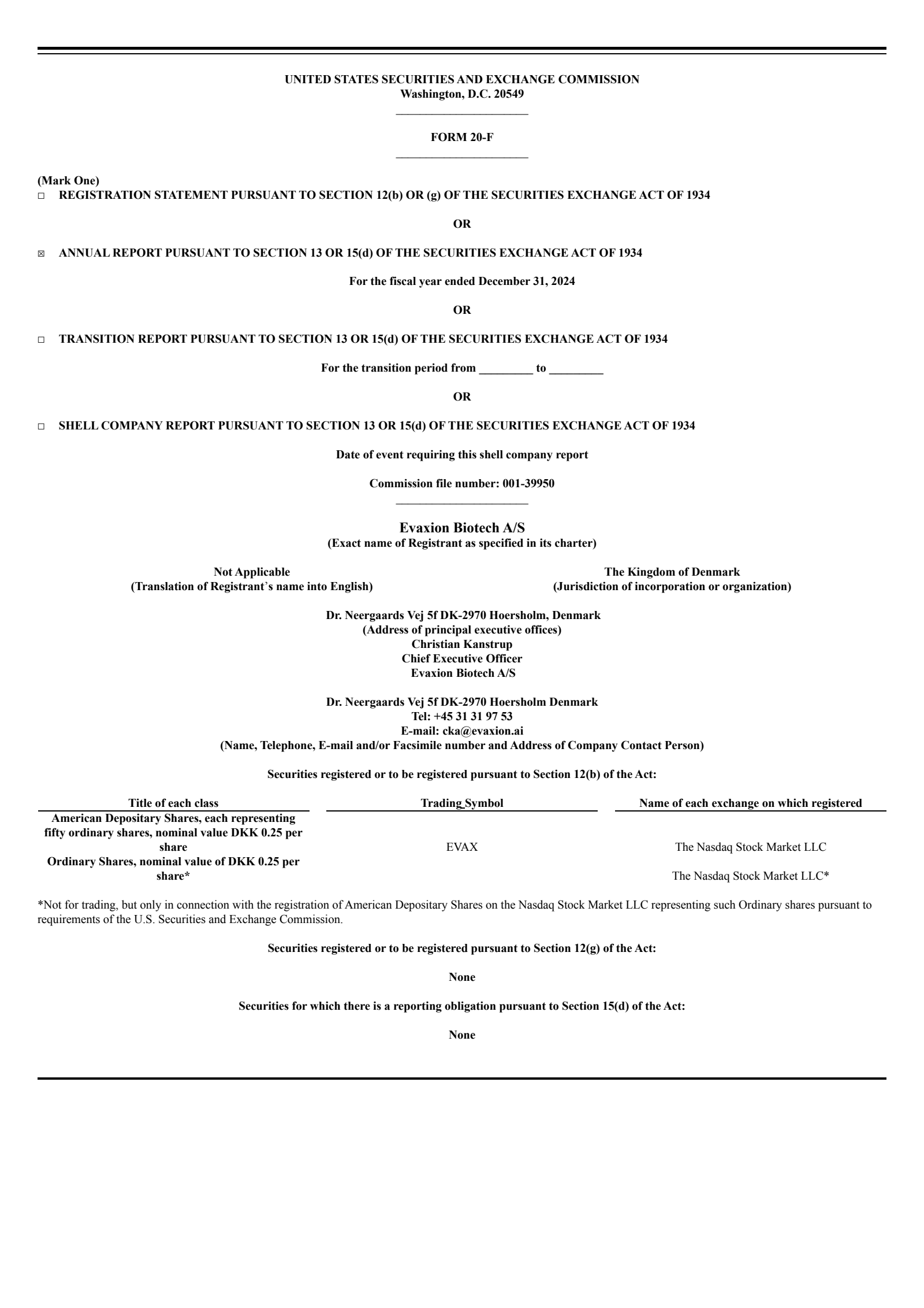 Evaxion Biotech A/S's Q4 2024 Annual report