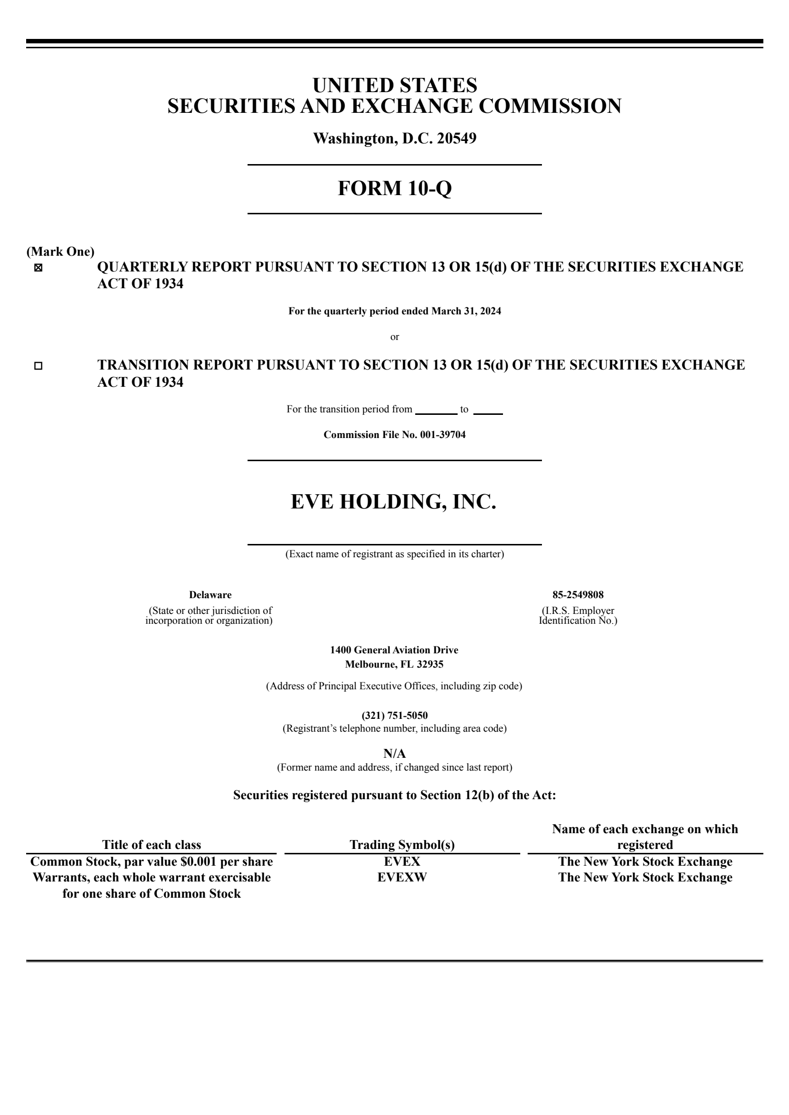 EVE's Q1 2024 Quarterly report