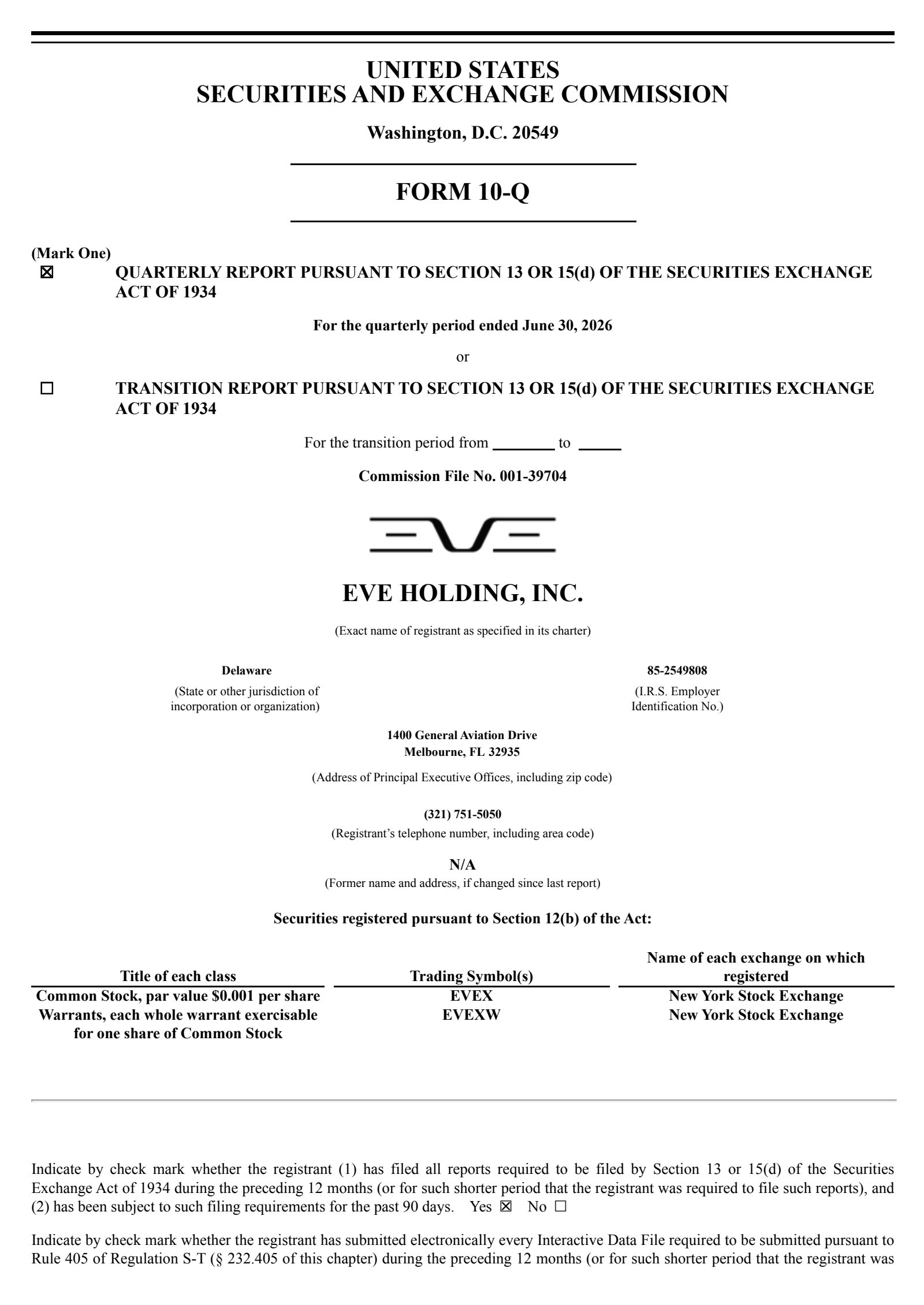 EVE's Q2 2026 Quarterly report