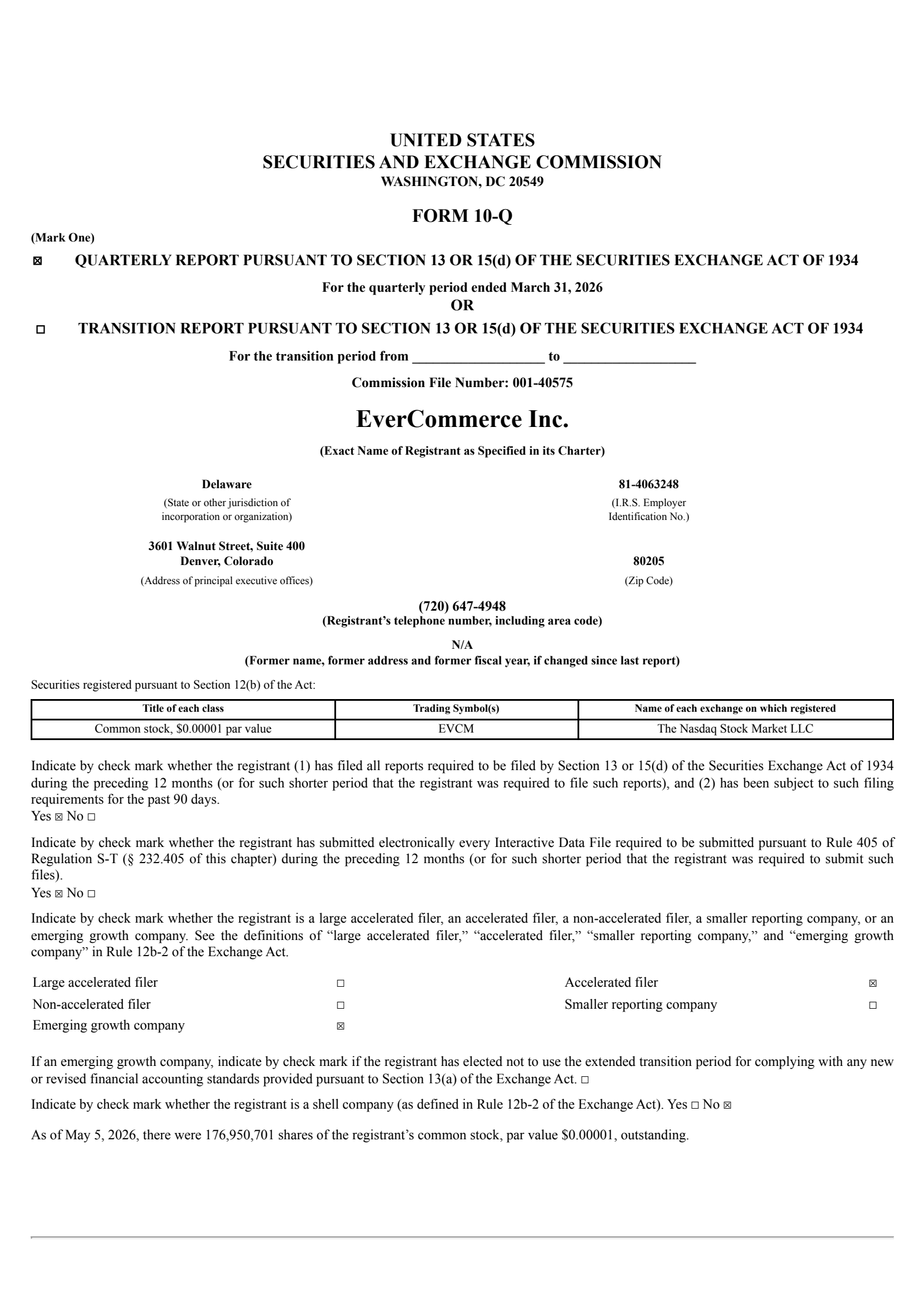 EverCommerce's Q1 2026 Quarterly report