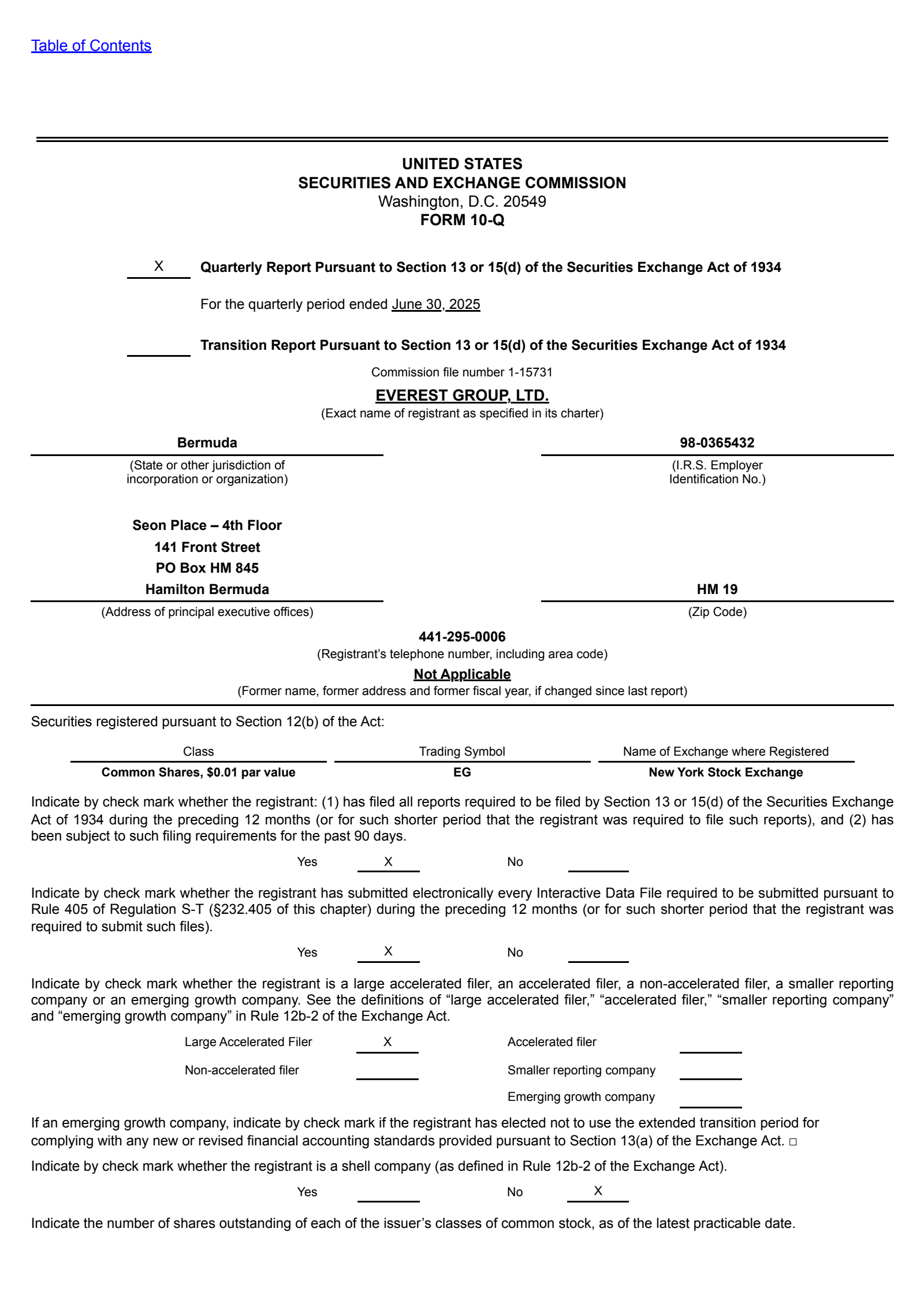 Everest Group's Q2 2025 Quarterly report