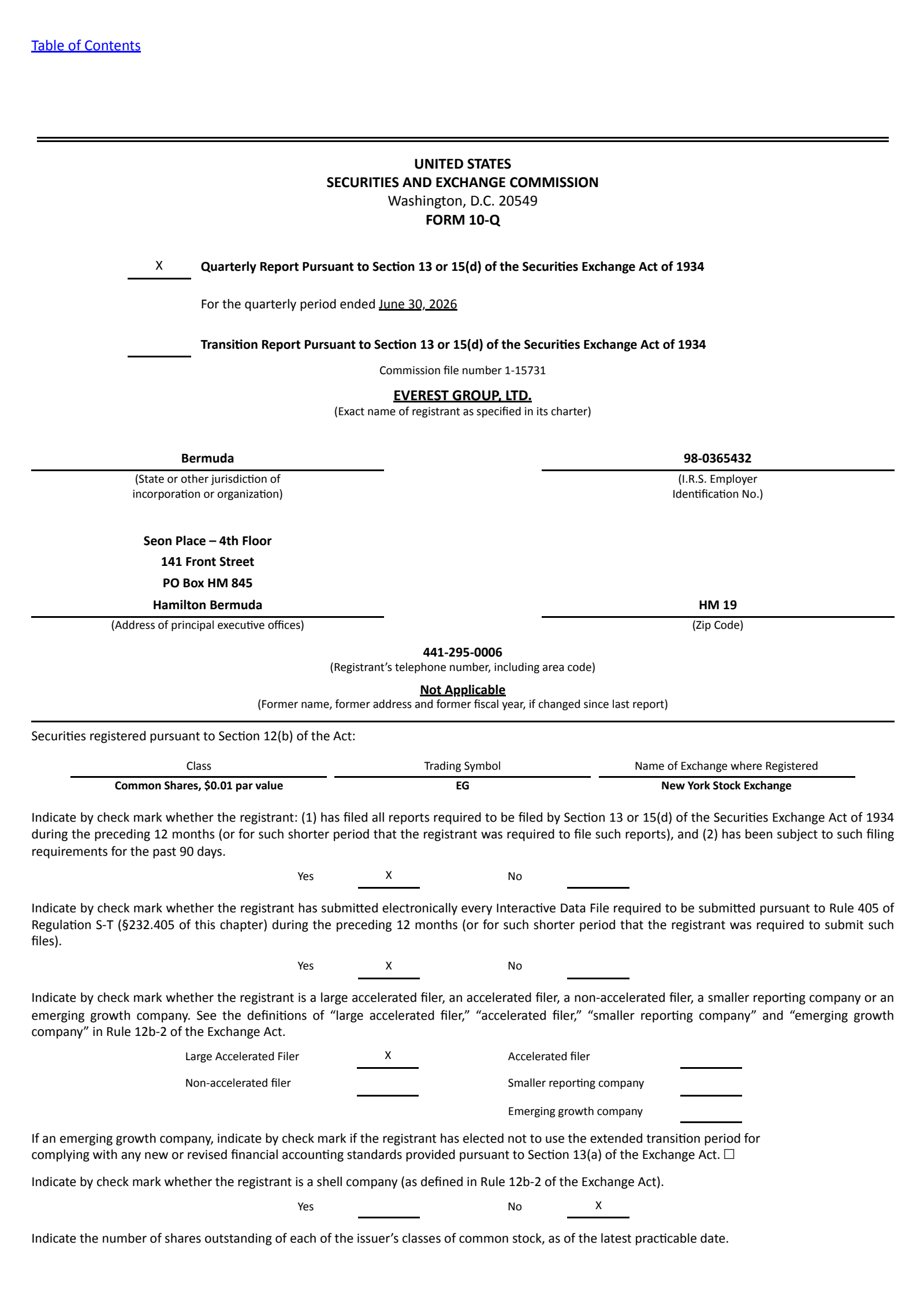 Everest Group's Q2 2026 Quarterly report