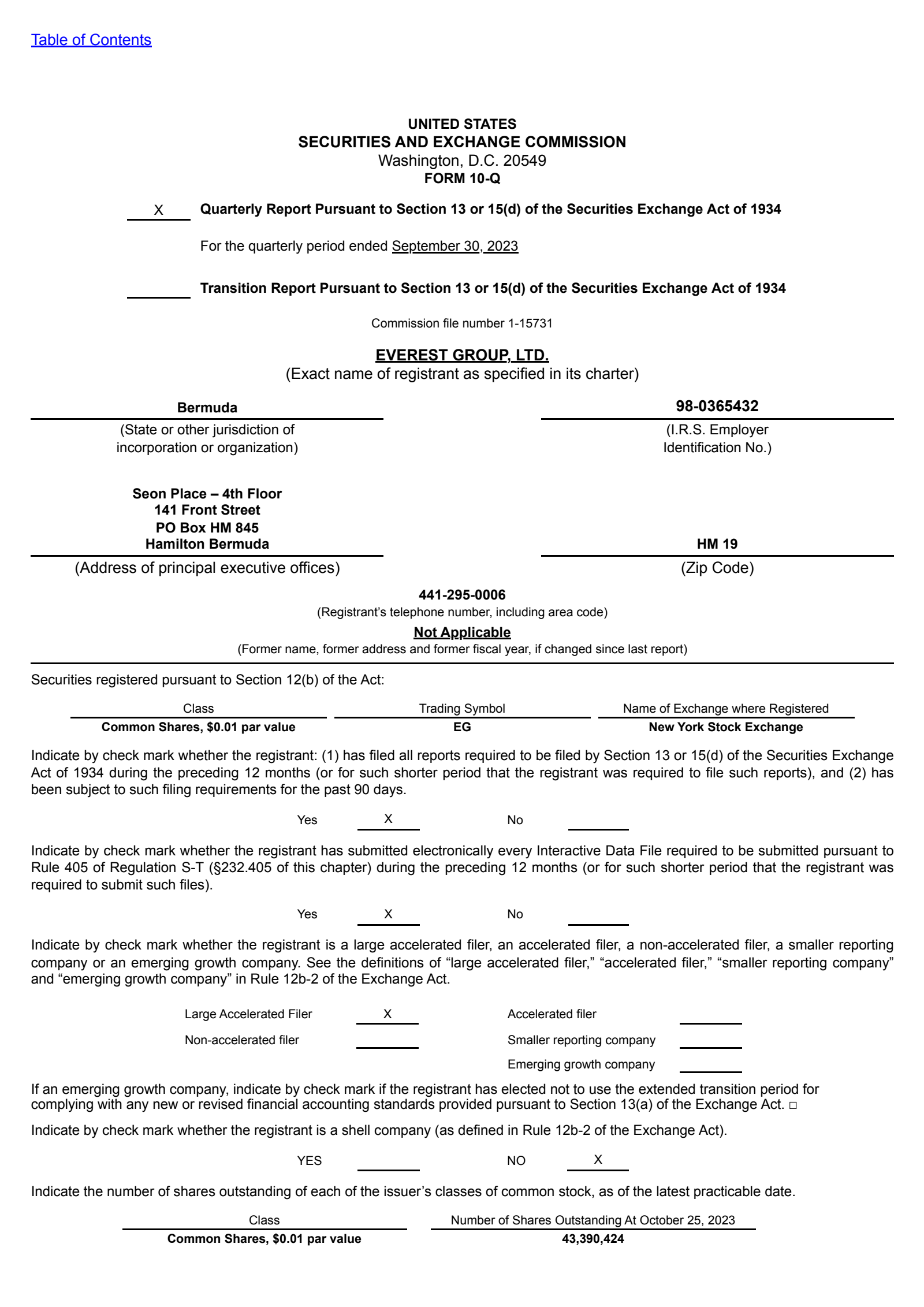 Everest Group's Q3 2023 Quarterly report