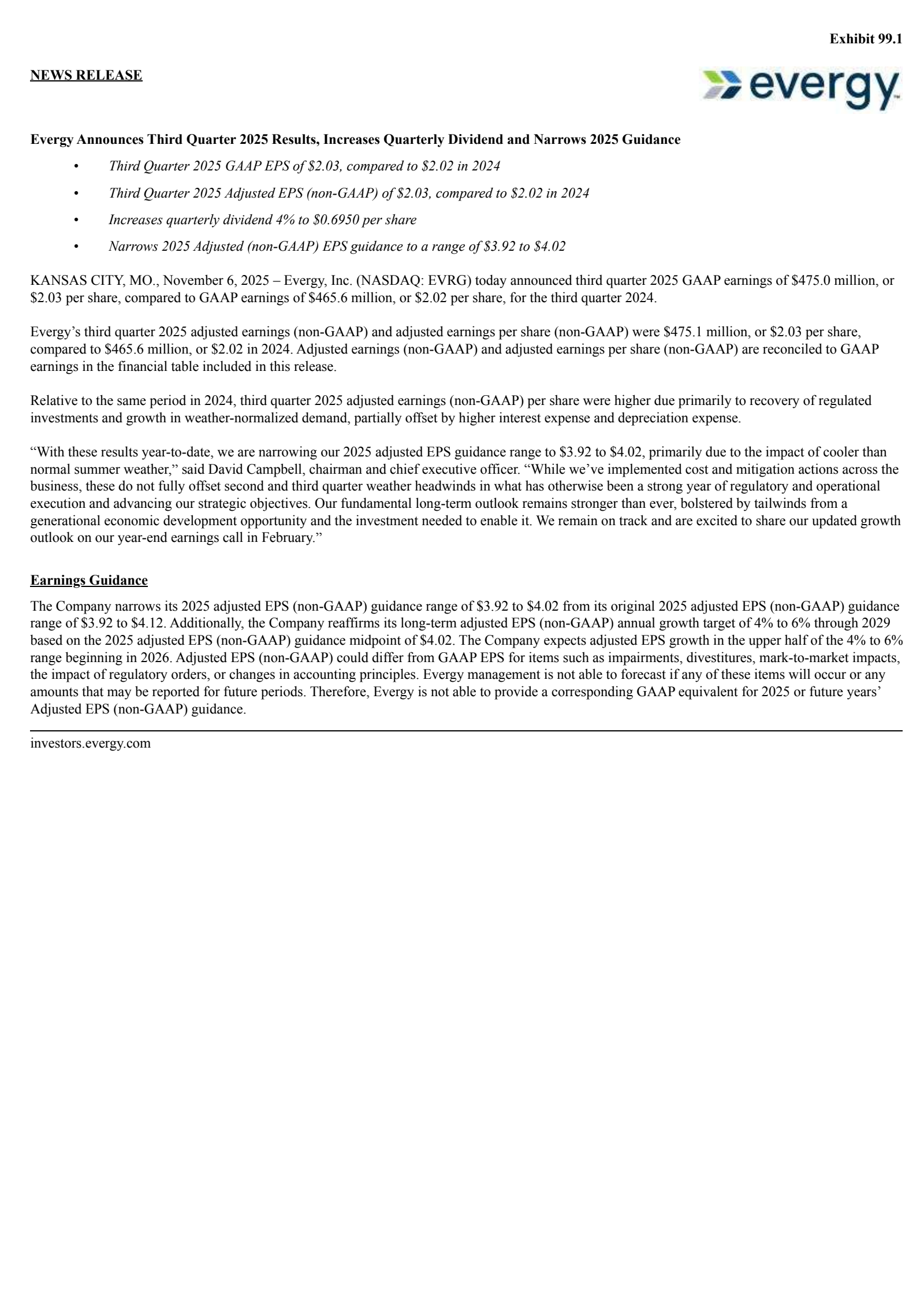 Evergy's Q3 2025 Earnings Release