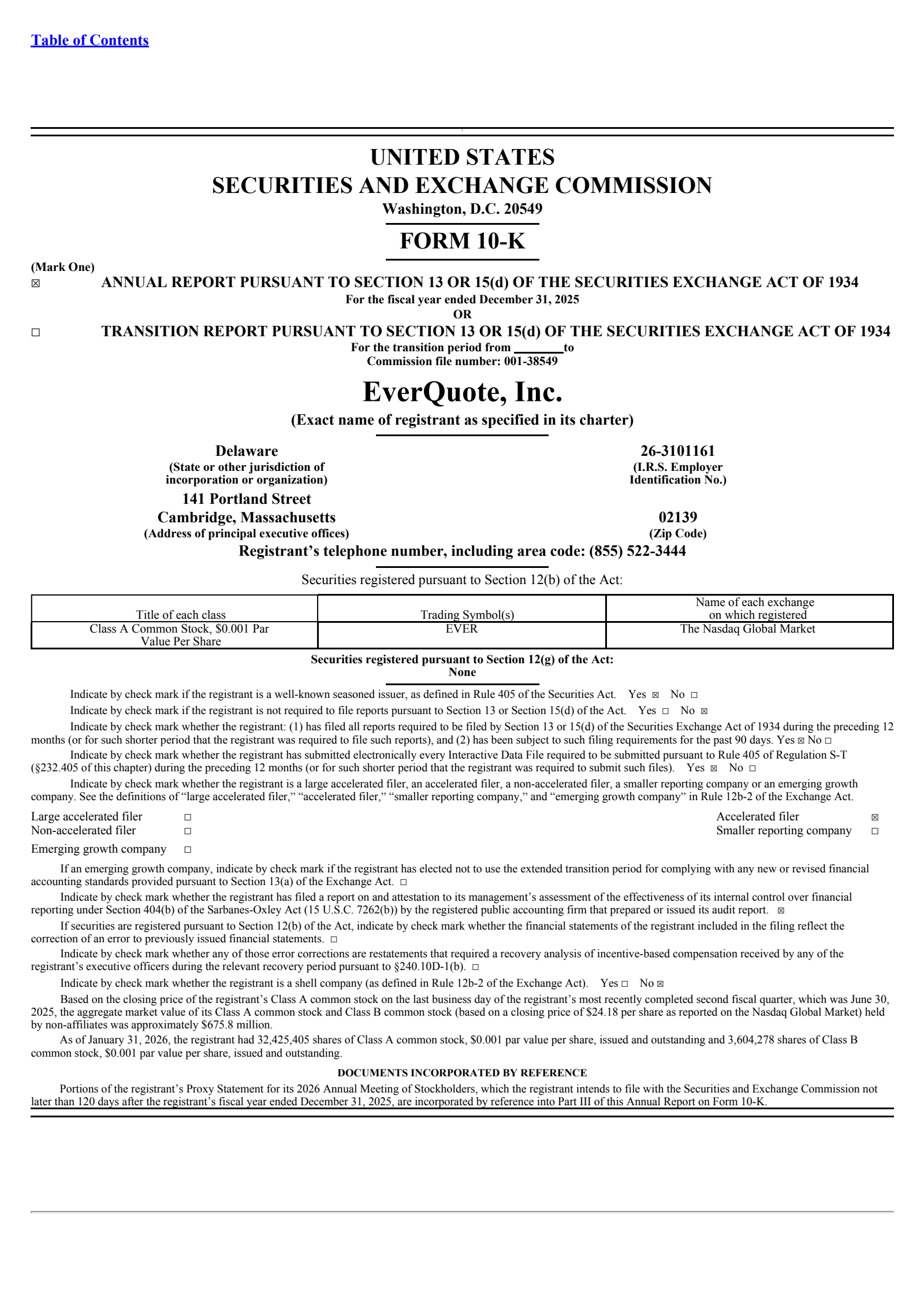 EverQuote's Q4 2025 Annual report