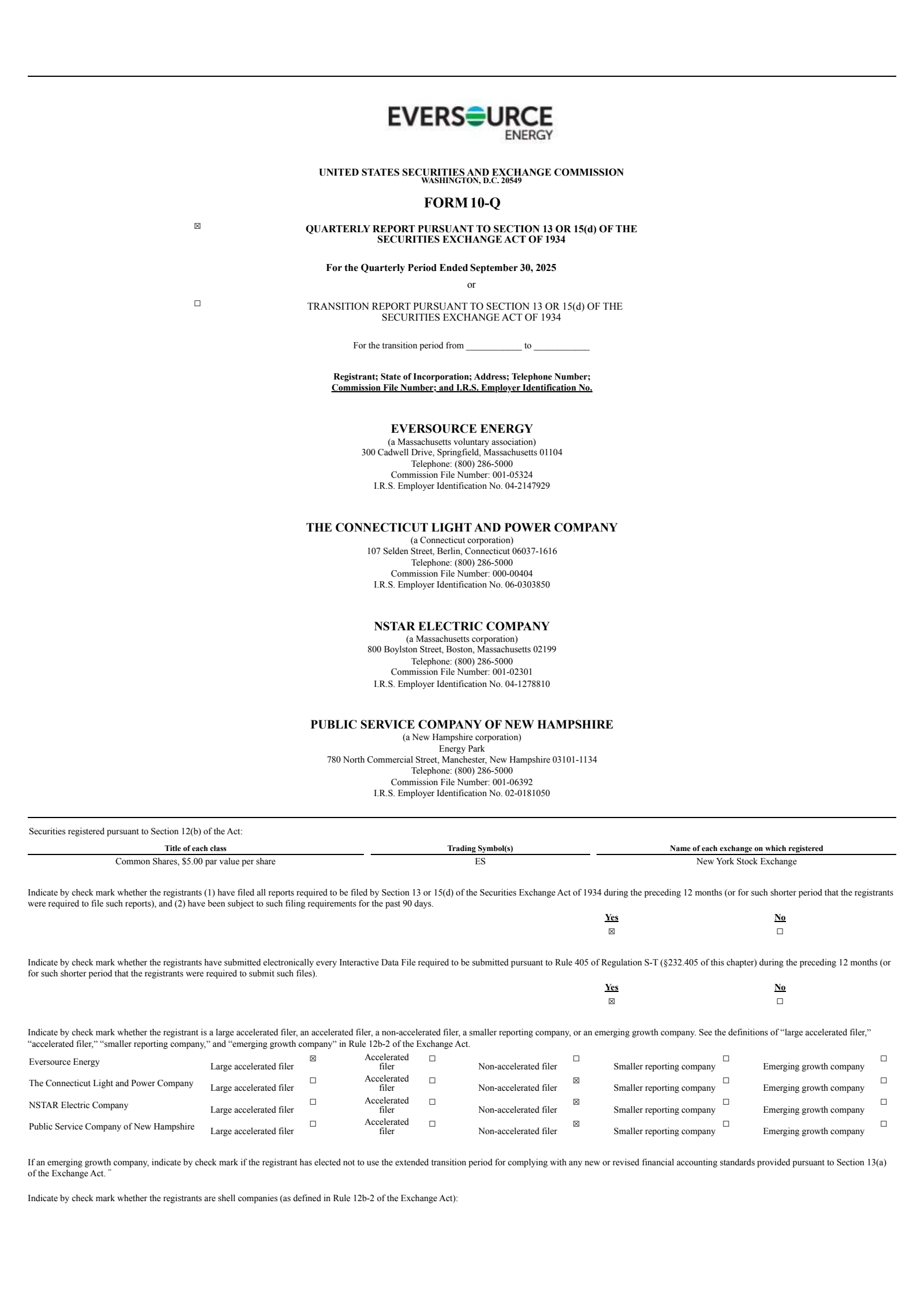 Eversource Energy's Q3 2025 Quarterly Report