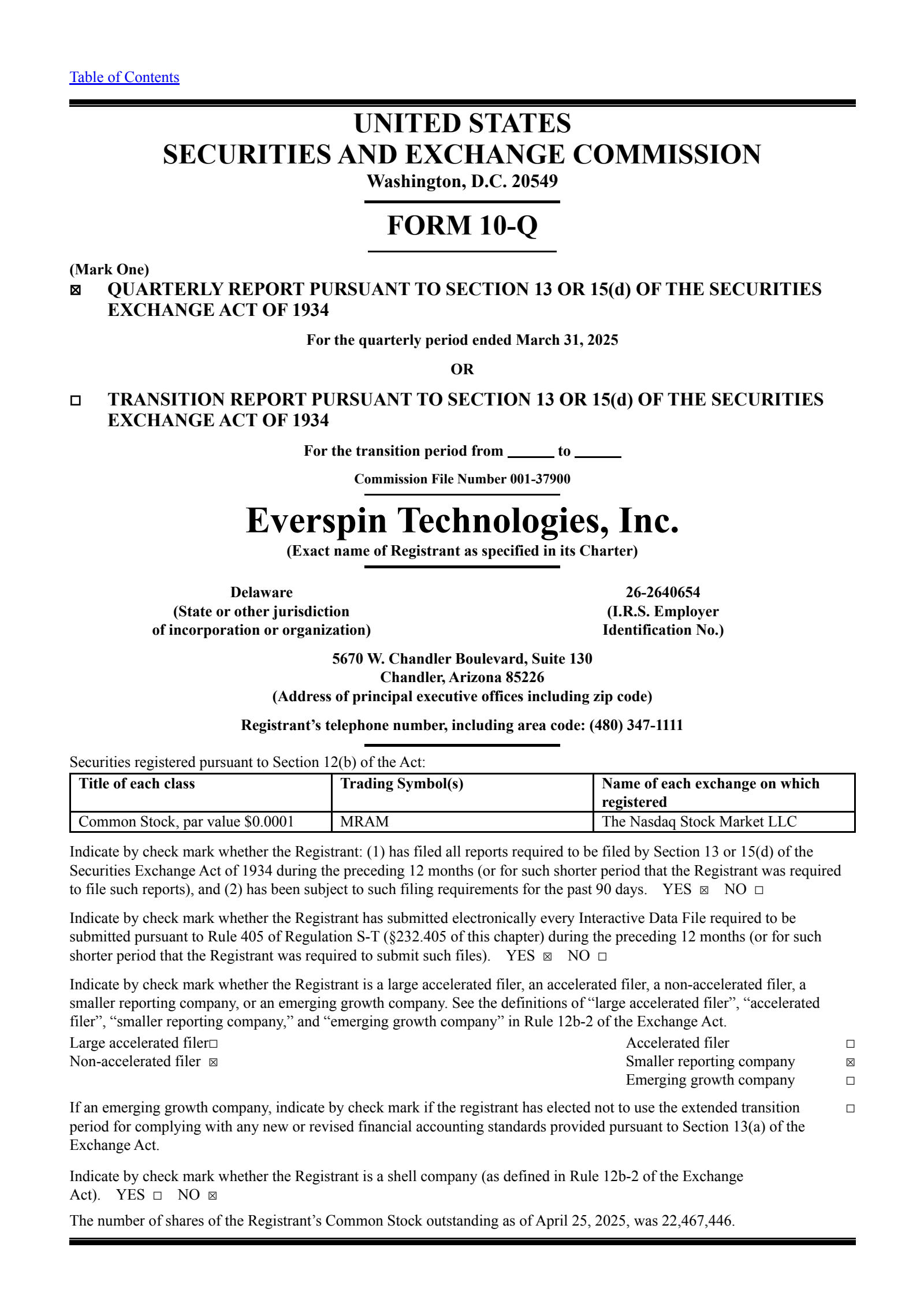 Everspin Technologies' Q1 2025 Quarterly report