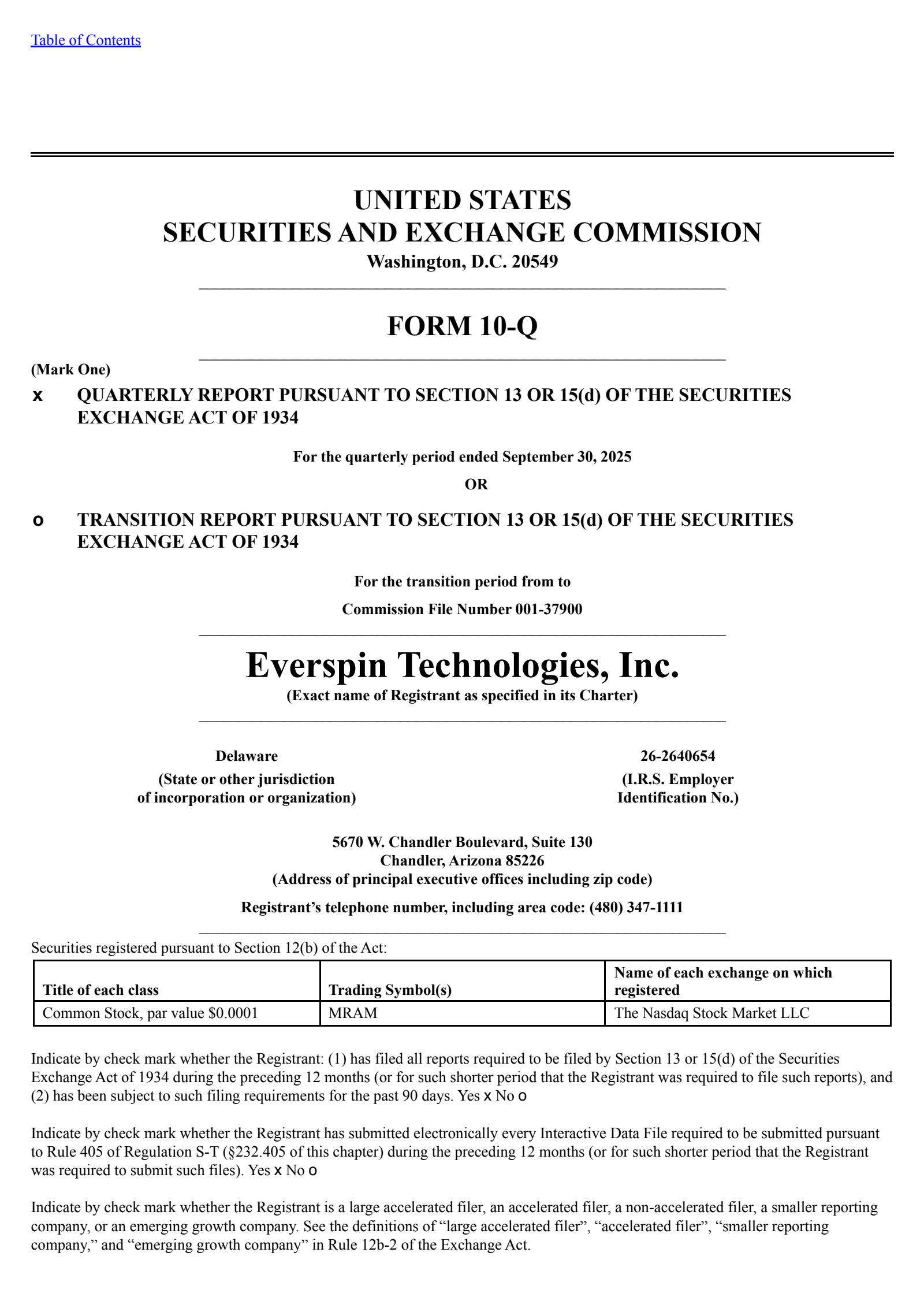 Everspin Tech's Q3 2025 Quarterly Report