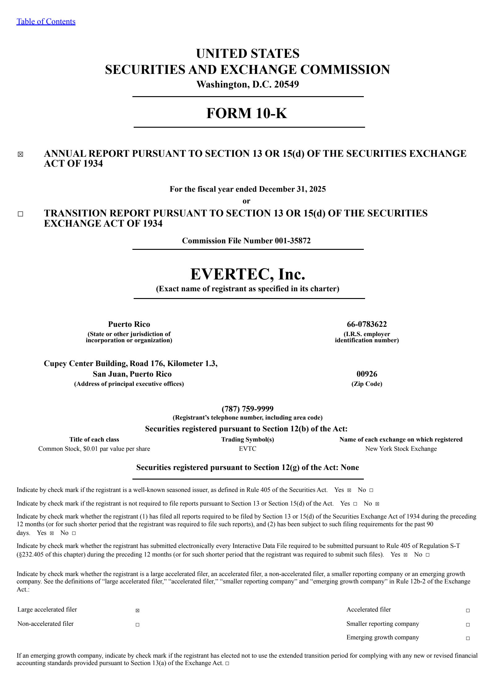 Evertec's Q4 2025 Annual report