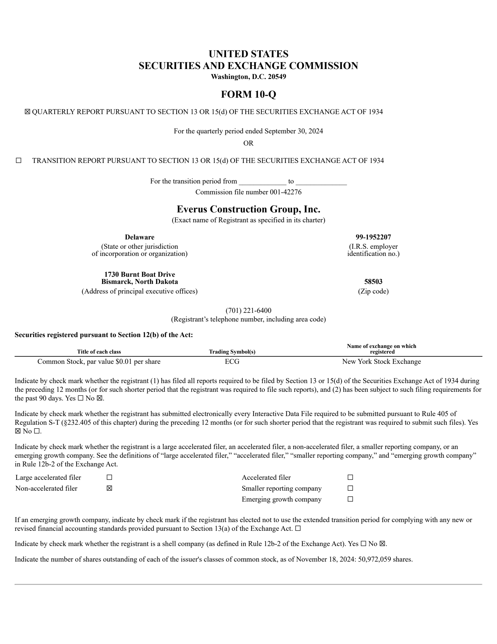 Everus Construction Group's Q3 2024 Quarterly Report