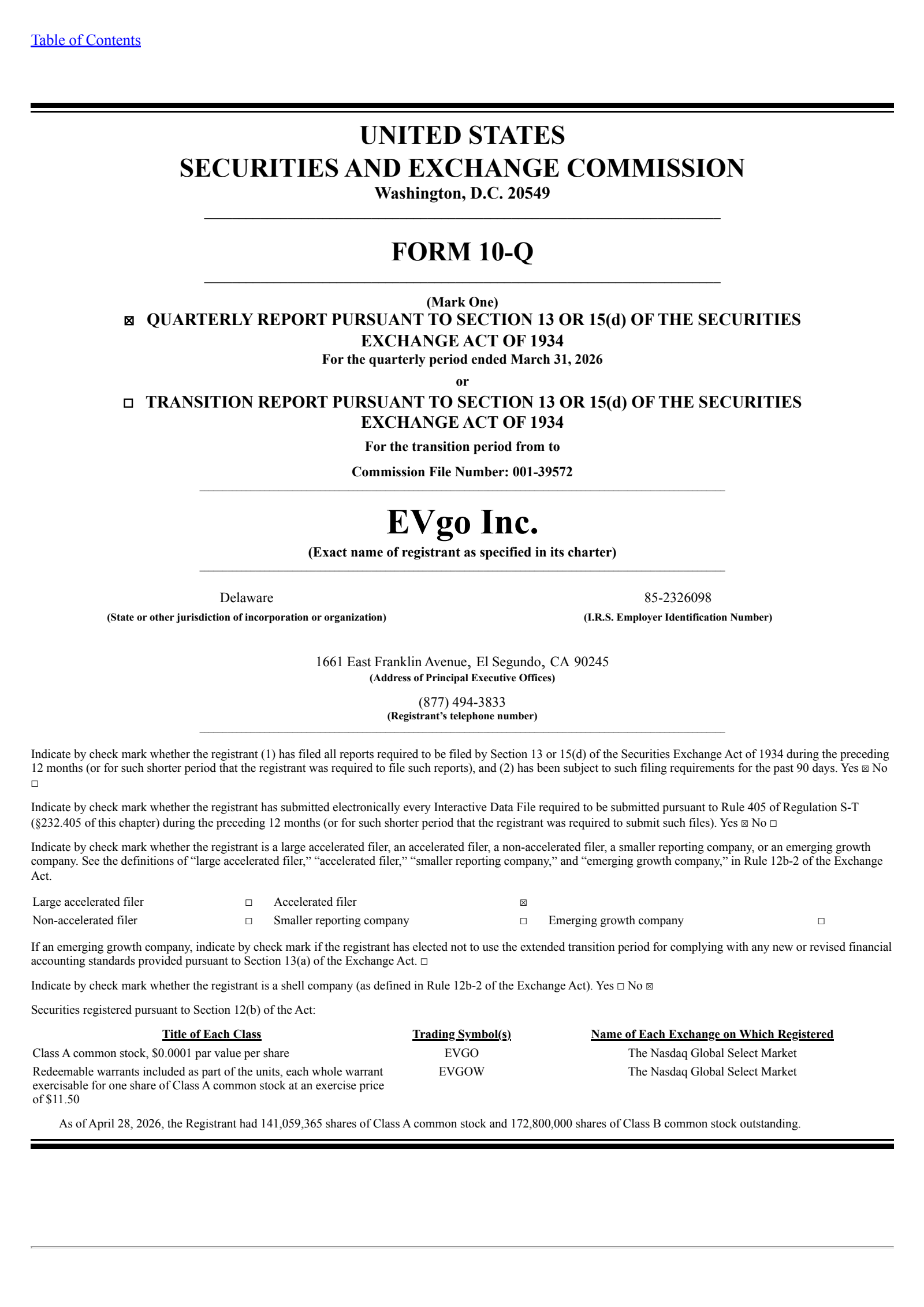 EVgo's Q1 2026 Quarterly report