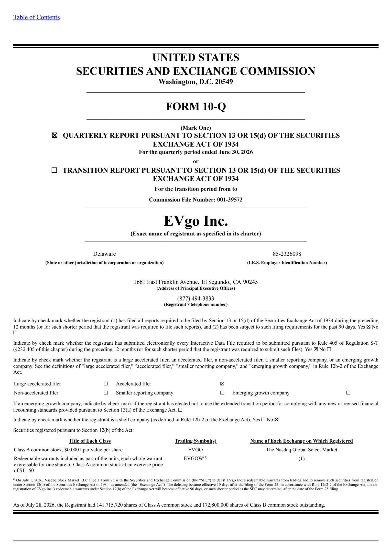 EVgo's Q2 2026 Quarterly report