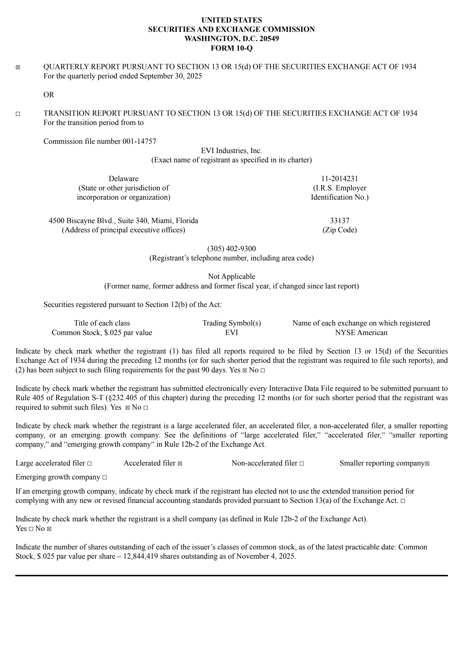 EVI Industries' Q1 2026 Quarterly Report