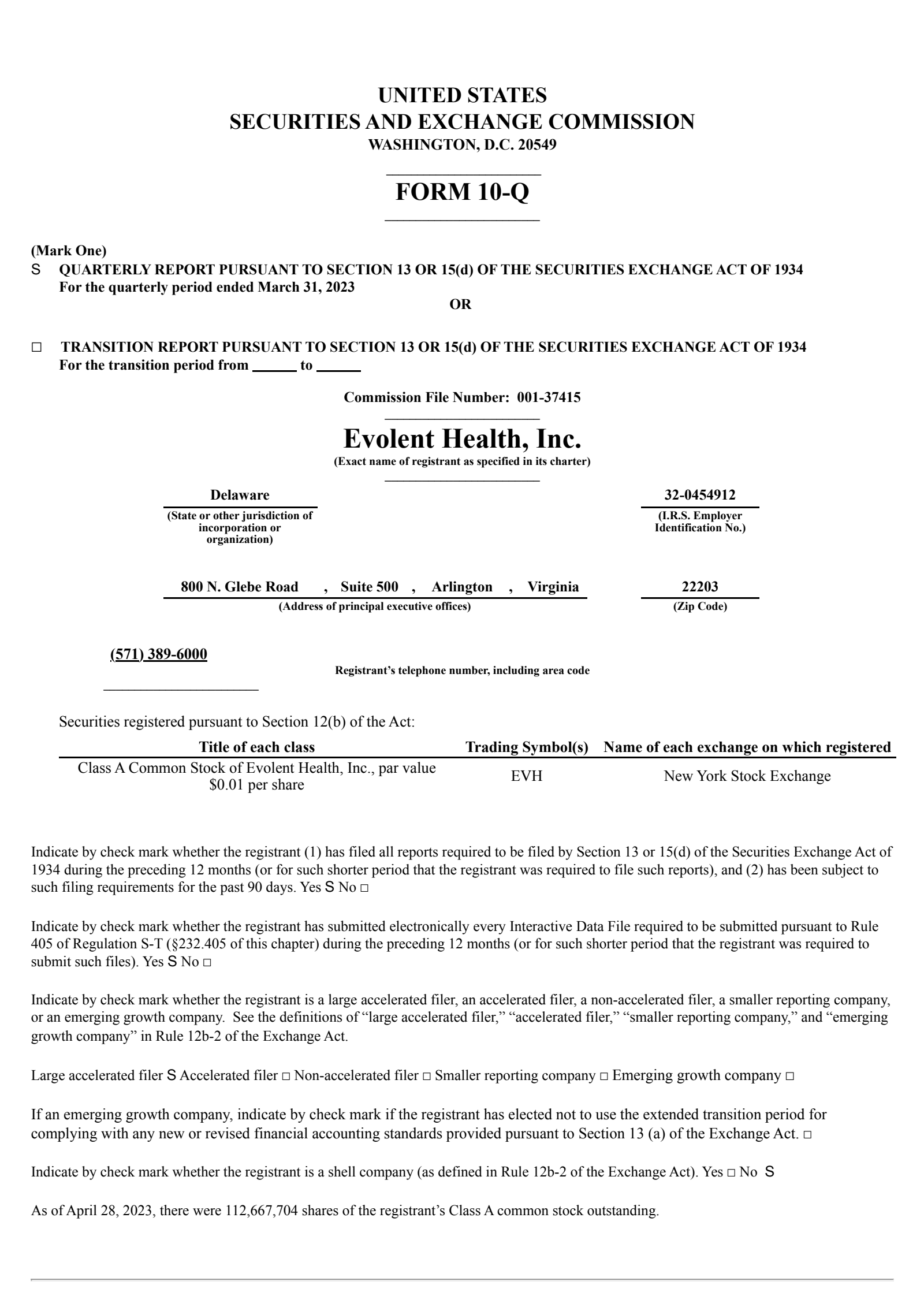 Evolent Health's Q1 2023 Quarterly report