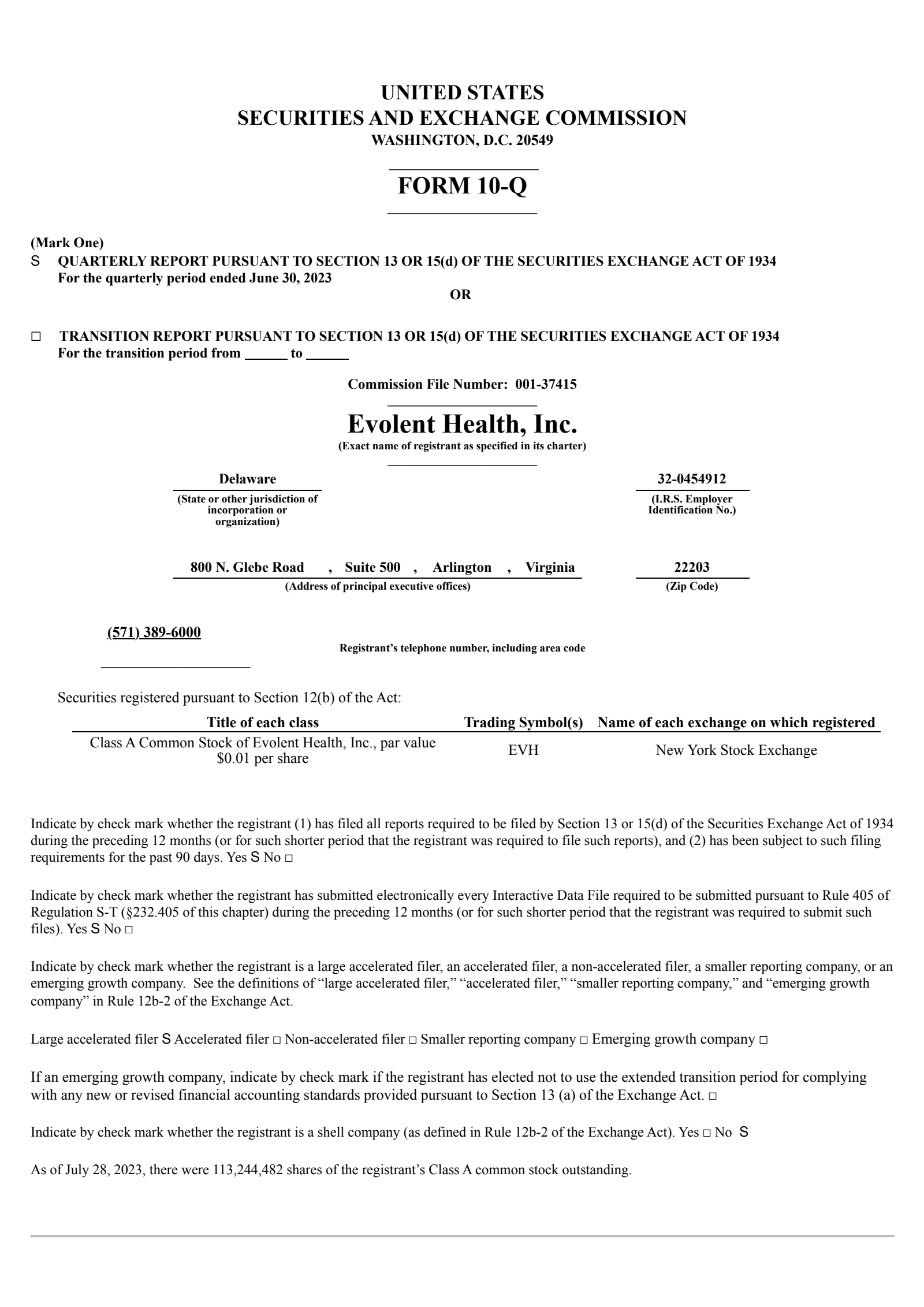 Evolent Health's Q2 2023 Quarterly report