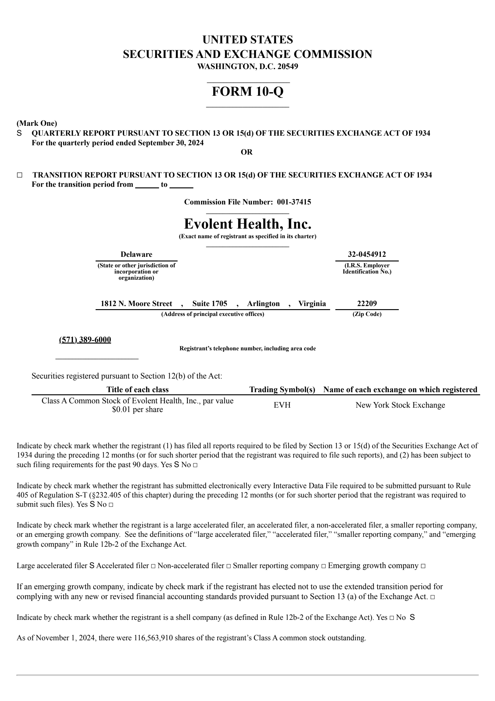Evolent Health's Q3 2024 Quarterly report