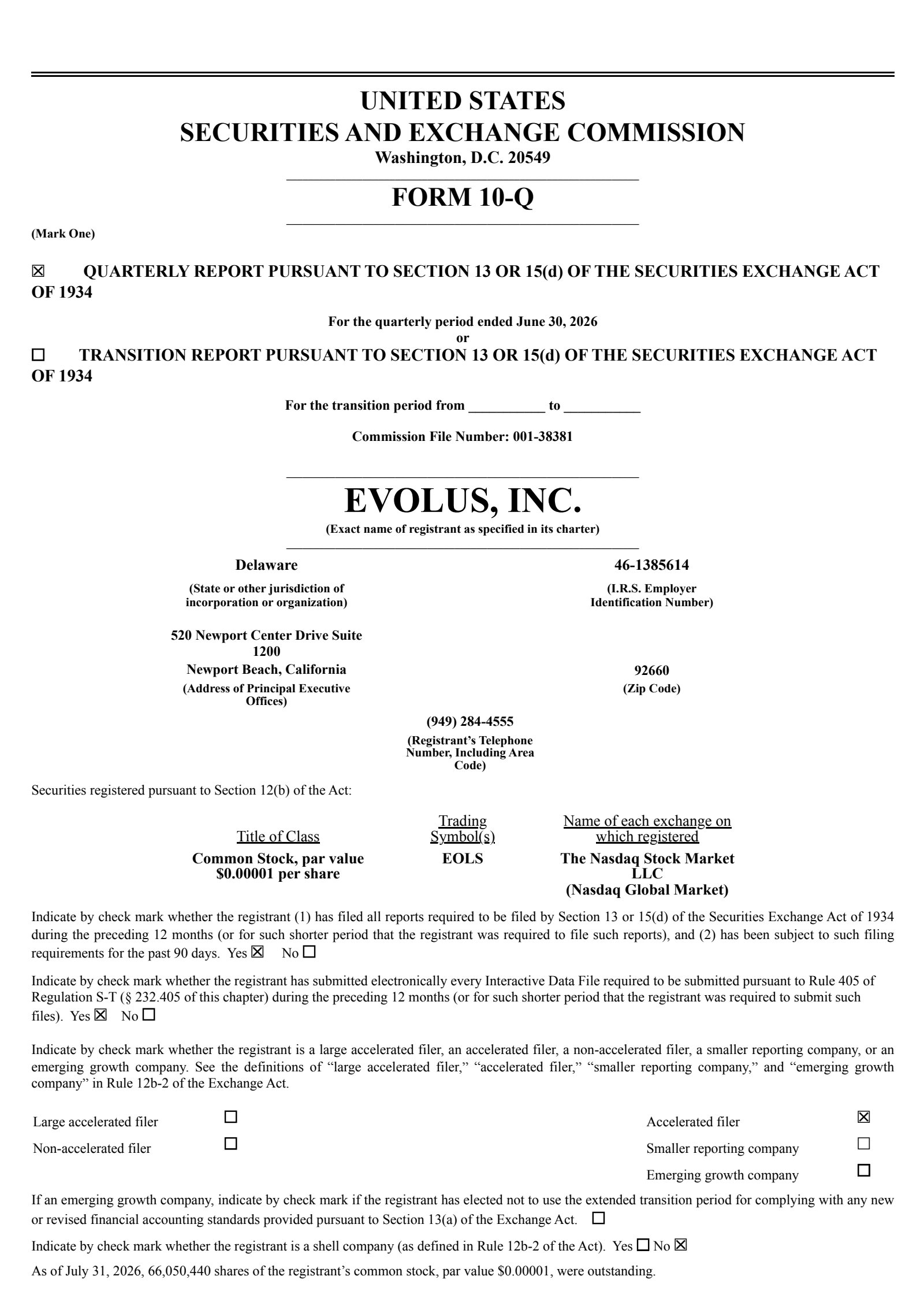 Evolus' Q2 2026 Quarterly report