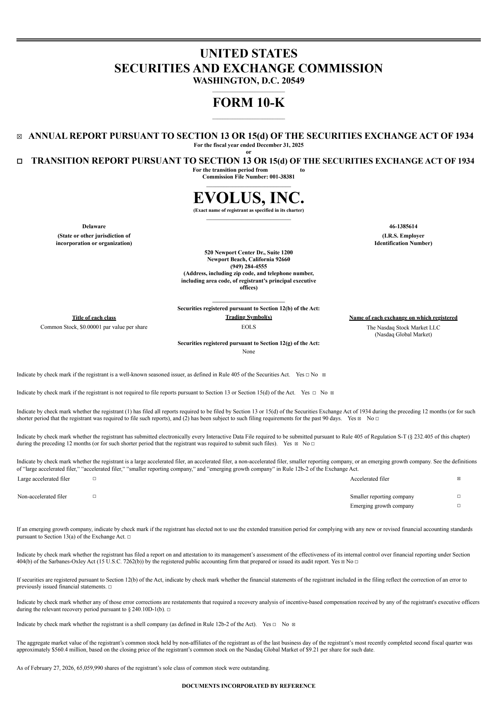 Evolus' Q4 2025 Annual report