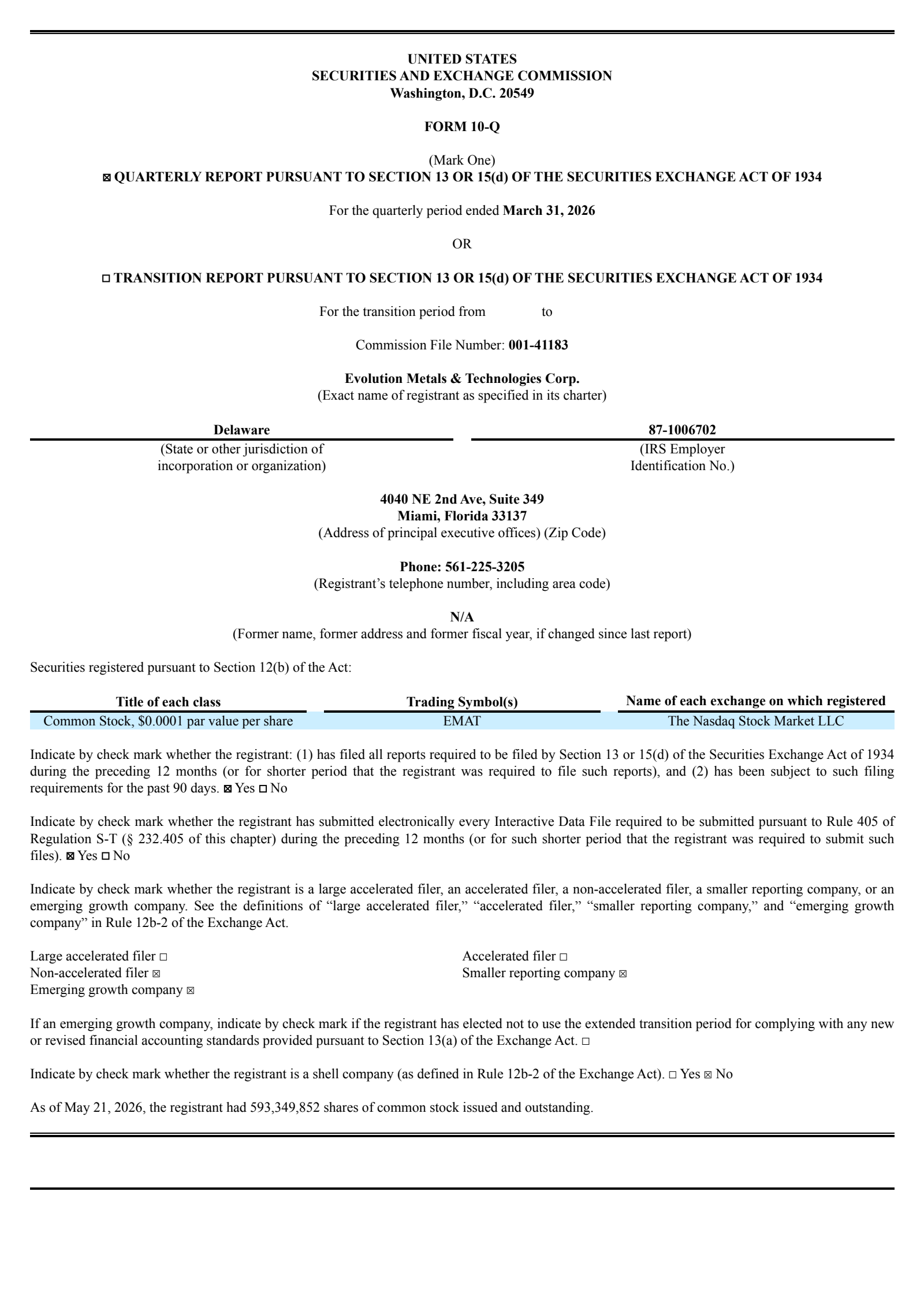 Welsbach Technology Metals Acquisition's Q1 2026 Quarterly report