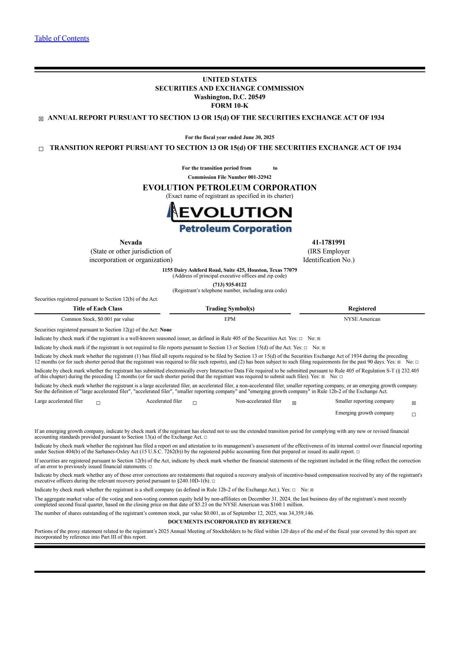 Evolution Petroleum's Q4 2025 Annual Report