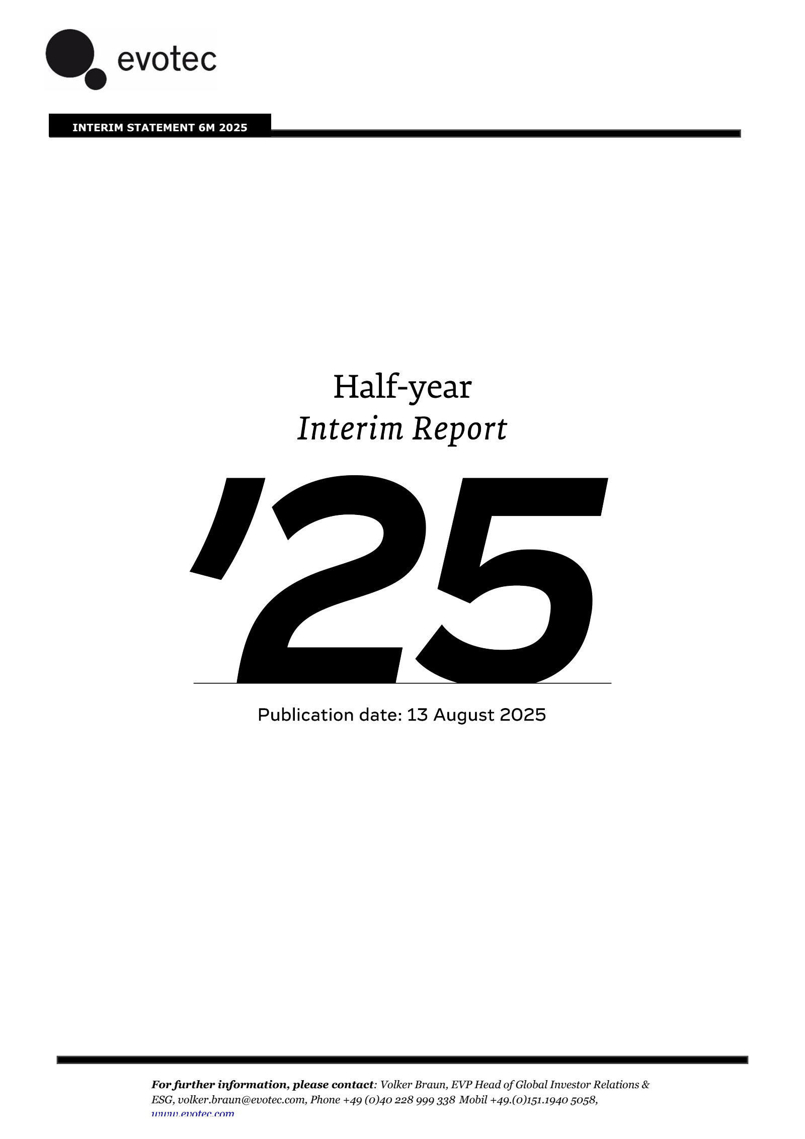 Evotec's Q2 2025 Interim report