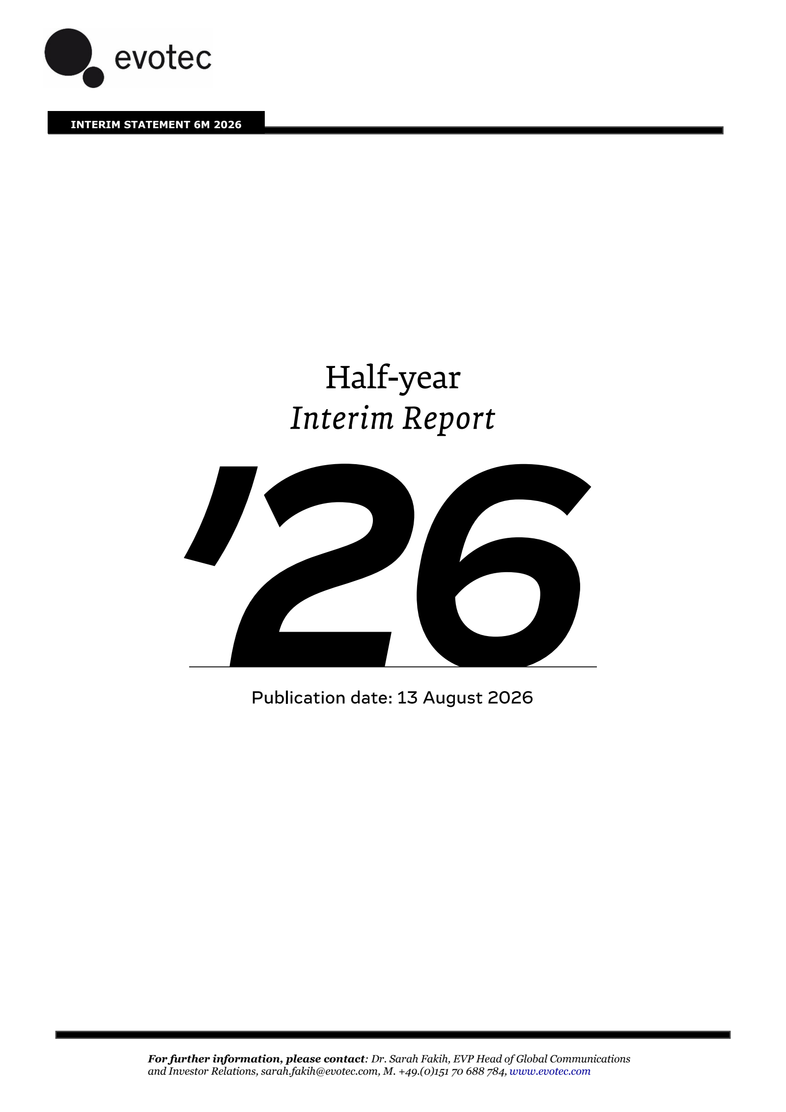 Evotec's Q2 2026 Interim report